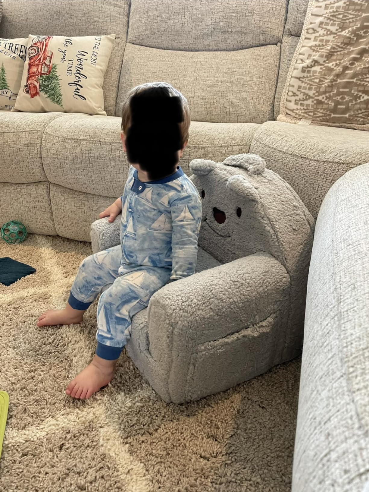 Toddler Chair Sherpa Bear Couch Fold Out, Brown Bear customer photo 2