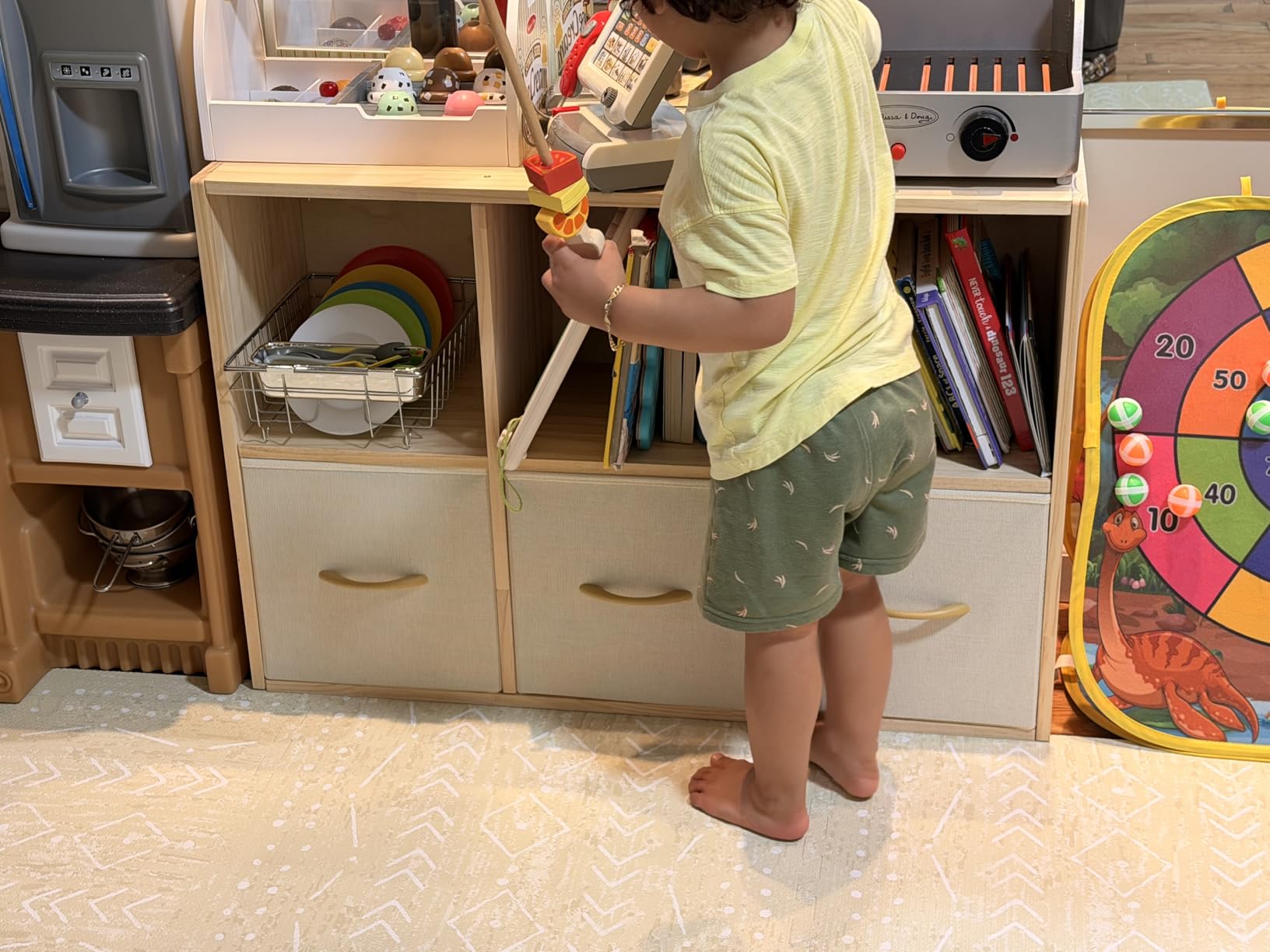 EXPERLAM 8 Cube Storage Organizer - Solid Wood Bookshelf with 4 Storage Bins, Cube Shelf with 2 Removable Back Panels, Vertical or Horizontal Bookcase customer photo 1