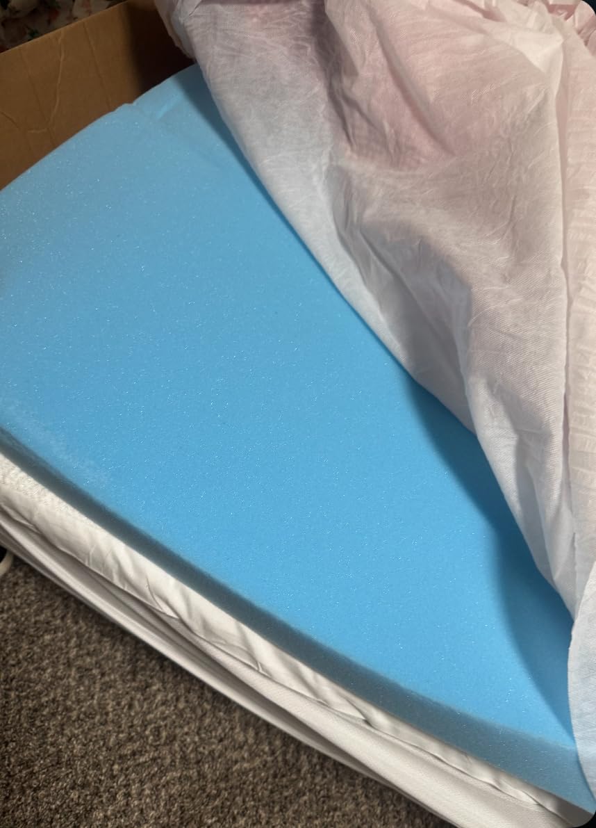 OhGeni Cooling 4 Inch Twin Size Dual Layer Mattress Topper, 2 Inch Gel Memory Foam, 2 Inch Soft Pillow Top Pad, Washable Bedroom Cover for Kids Mattresses, Extra Comfortable Sleep and Back Pain Relief customer photo 2
