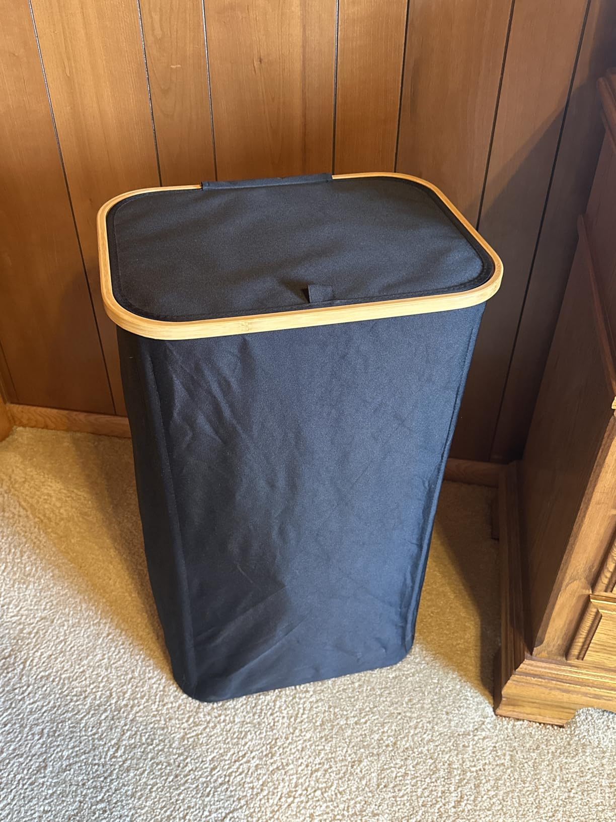 SpaceAid Double Laundry Hamper 2 Section with Lid and Removable Laundry Bags, 160L Clothes Basket with Bamboo Handles, Large Collapsible Hamper for Bedroom, Bathroom, Dorm, Laundry Room - White customer photo 1