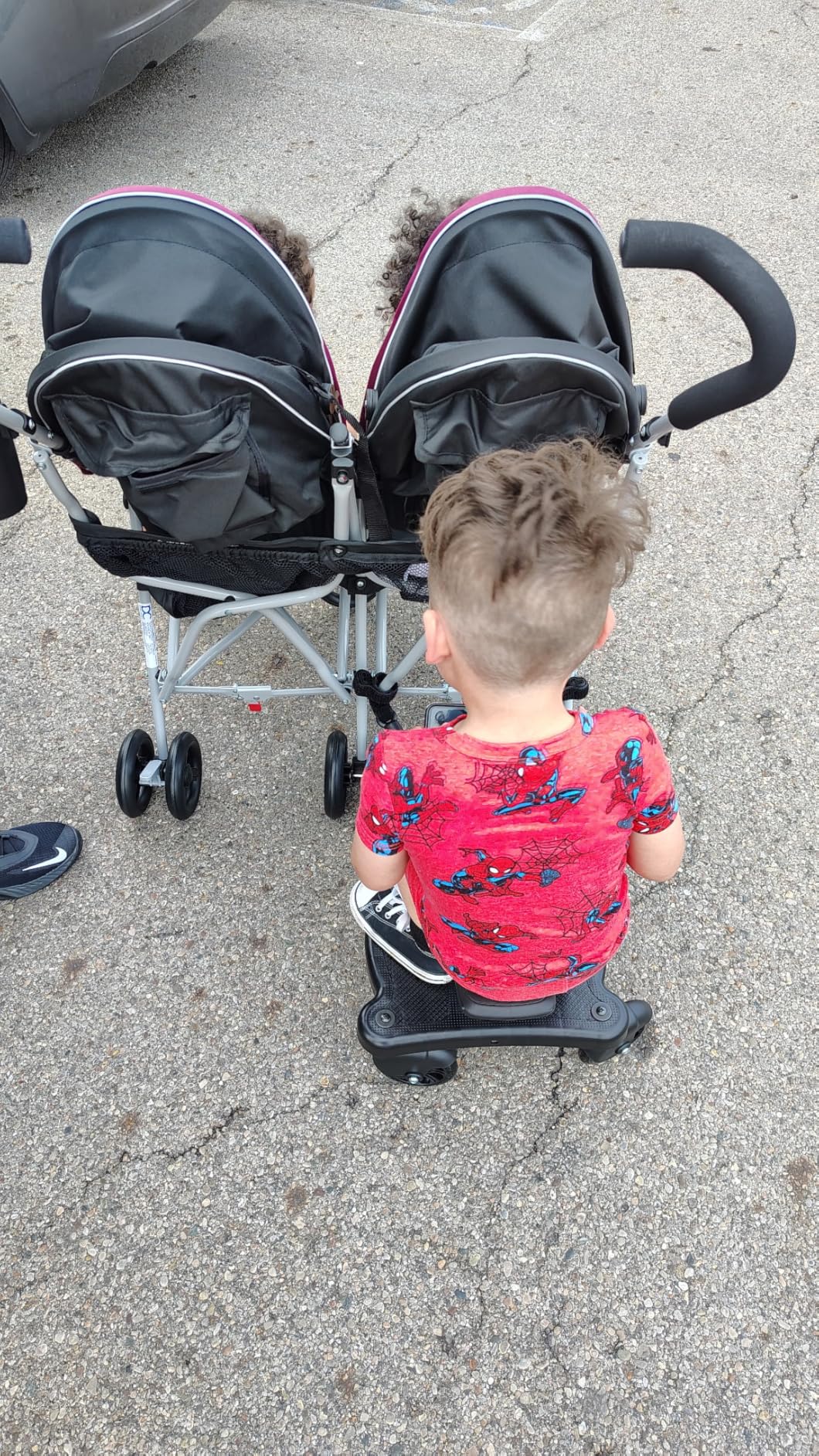Universal Stroller Board with Detachable Seat, 2-in-1 Stroller Ride-On Board for Toddler, Fits Most Stroller Brands, Sit and Stand Stroller Attachment, Holds Up to 55 lbs for Kids Ages 3-7 customer photo 1