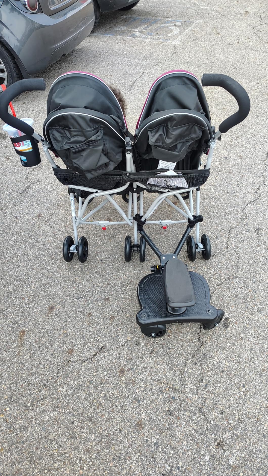 Universal Stroller Board with Detachable Seat, 2-in-1 Stroller Ride-On Board for Toddler, Fits Most Stroller Brands, Sit and Stand Stroller Attachment, Holds Up to 55 lbs for Kids Ages 3-7 customer photo 2