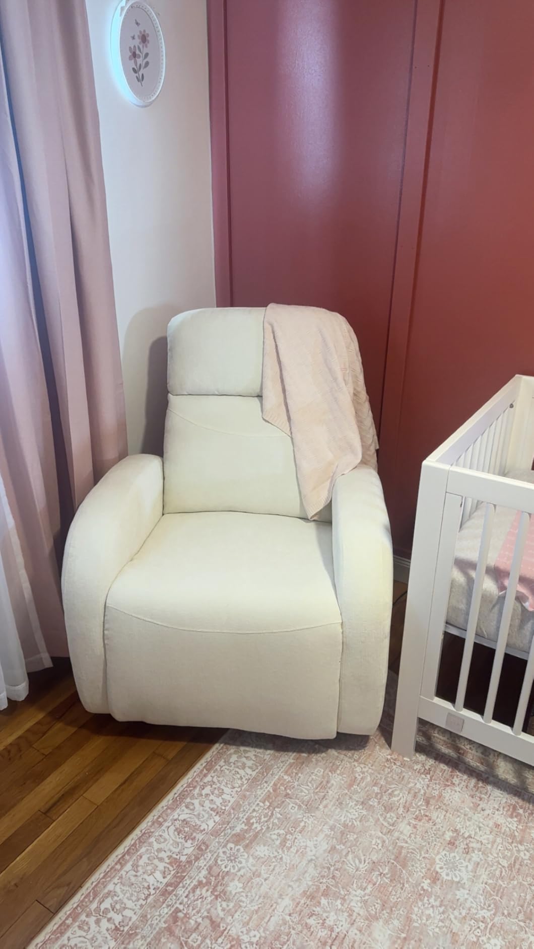 Nursery Glider Recliner, Power Swivel Rocking Recliner with USB & Type-C Port, Swivel Nursering Reclining Rocker with Double Pockets for Living Room, Camel Chenille customer photo 2
