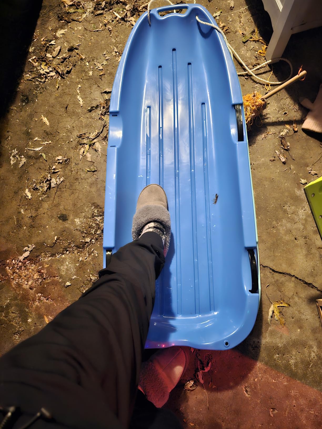 Toboggan Snow Sled for Adults, 48in Plastic Sleds with Pull Rope and 4 Handles, Outdoor Plastic Snow Sled for Kids and Adults customer photo 2
