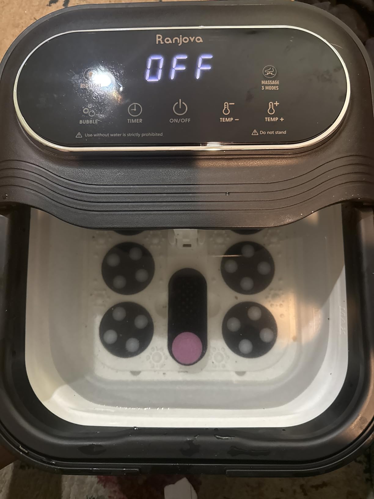 Ranjova Collapsible Foot Spa Electric Rotary Massage, Foot Bath with Heat, Bubble,Temp Control, and 24 Motorized Shiatsu Massage Balls, Pedicure Foot Spa Tub for Stress Relief (Black) customer photo 2
