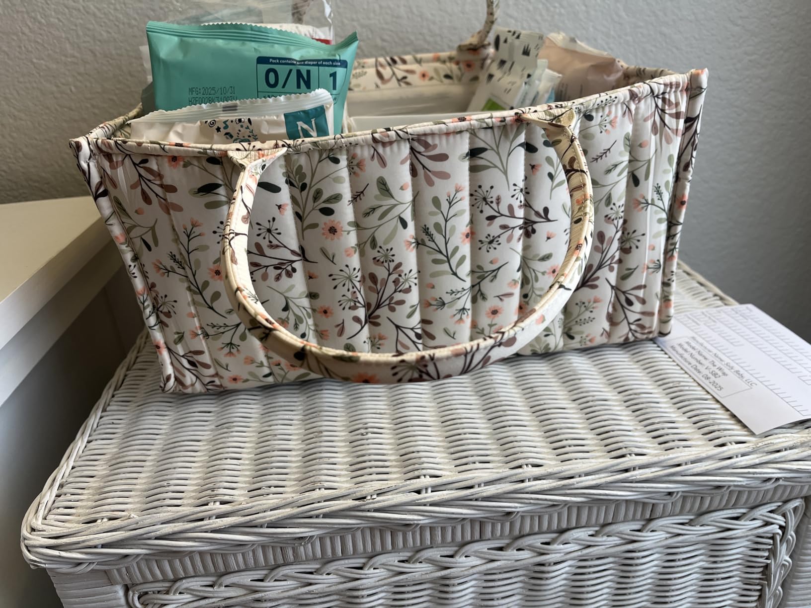 Blissful Diary Floral Diaper Caddy Organizer, Stylish Nursery Storage Basket, Diaper Bag, Gift for Baby Shower, Baby Registry Must Have, Newborn Essentials, Pastoral Daisy customer photo 1