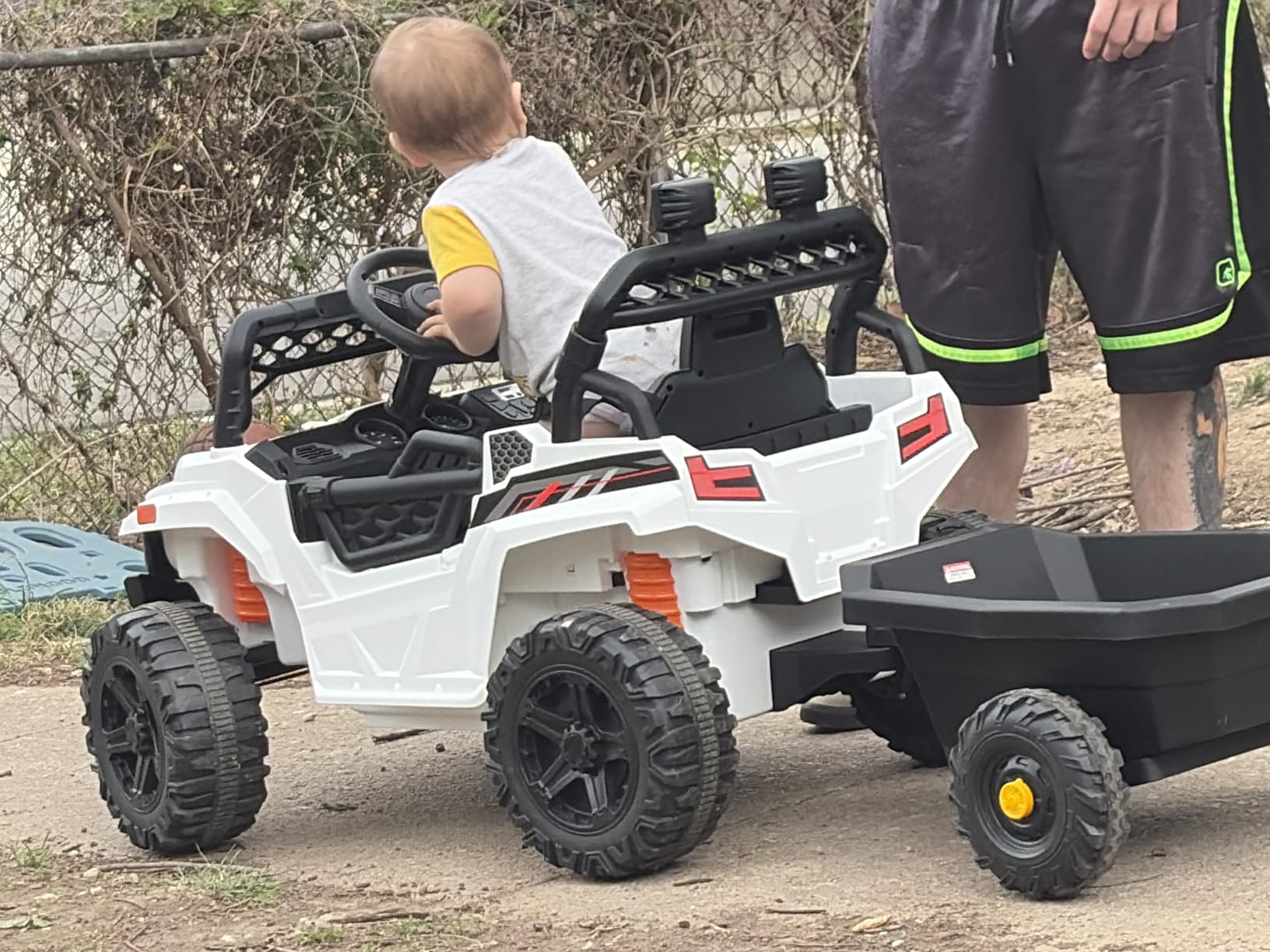 Best Choice Products Kids 12V Electric Ride On UTV Car and Trailer w/Parent Control, LED Lights, 2 Speeds, Bluetooth - White customer photo 1