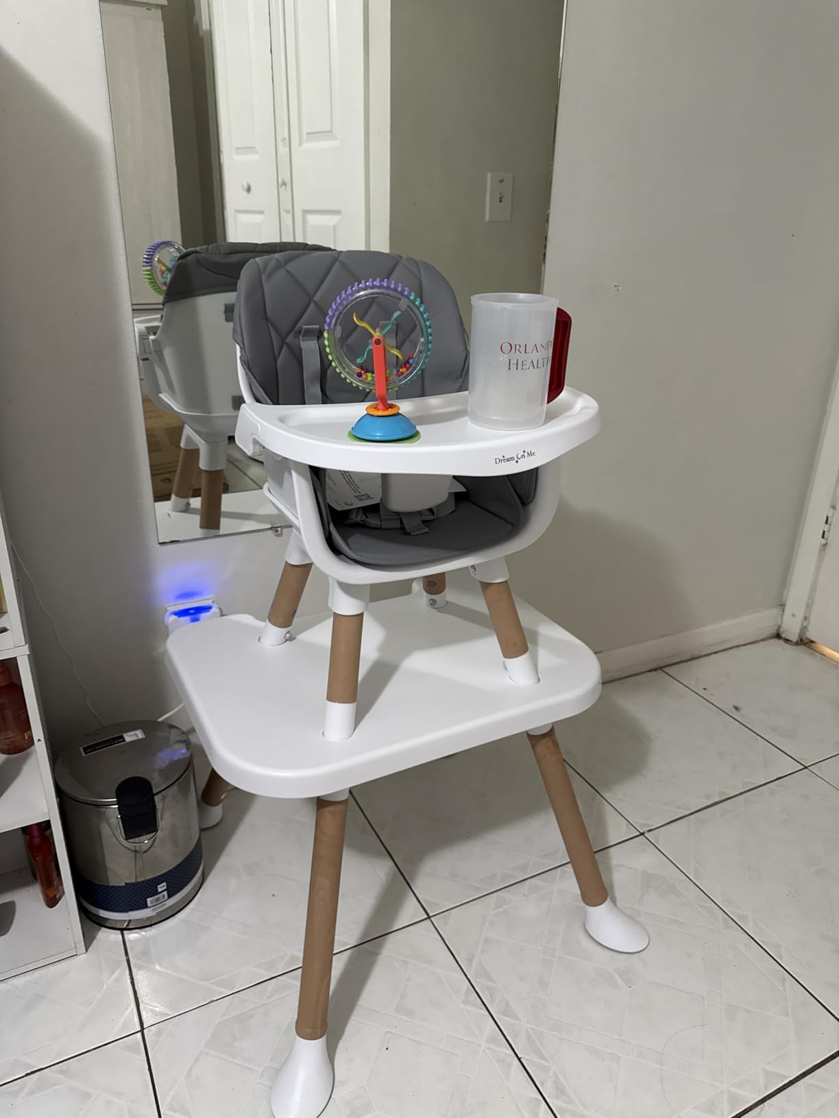Dream On Me Luna 4-in-1 Convertible High Chair - Transforms into a Booster & Toddler Seat, Then into a Toddler Chair & Table, 5-Point Safety Harness, Adjustable Tray, Anti-Skid Padded Feet - Beige customer photo 1