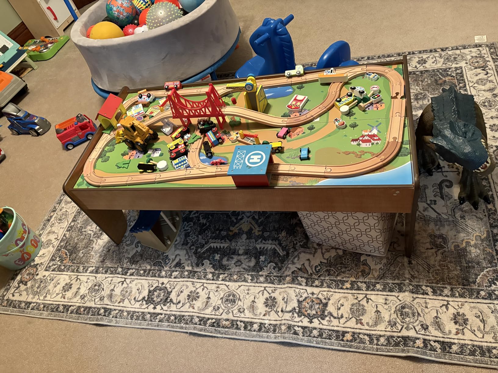 110PCS Wooden Train Set - Toy Magnetic Trains with Wooden Track Set for Kids Ages 3-8, City Scene Railway Set, Perfect Easter Birthday Gift for Grandkids Toddlers Boys Girls customer photo 1
