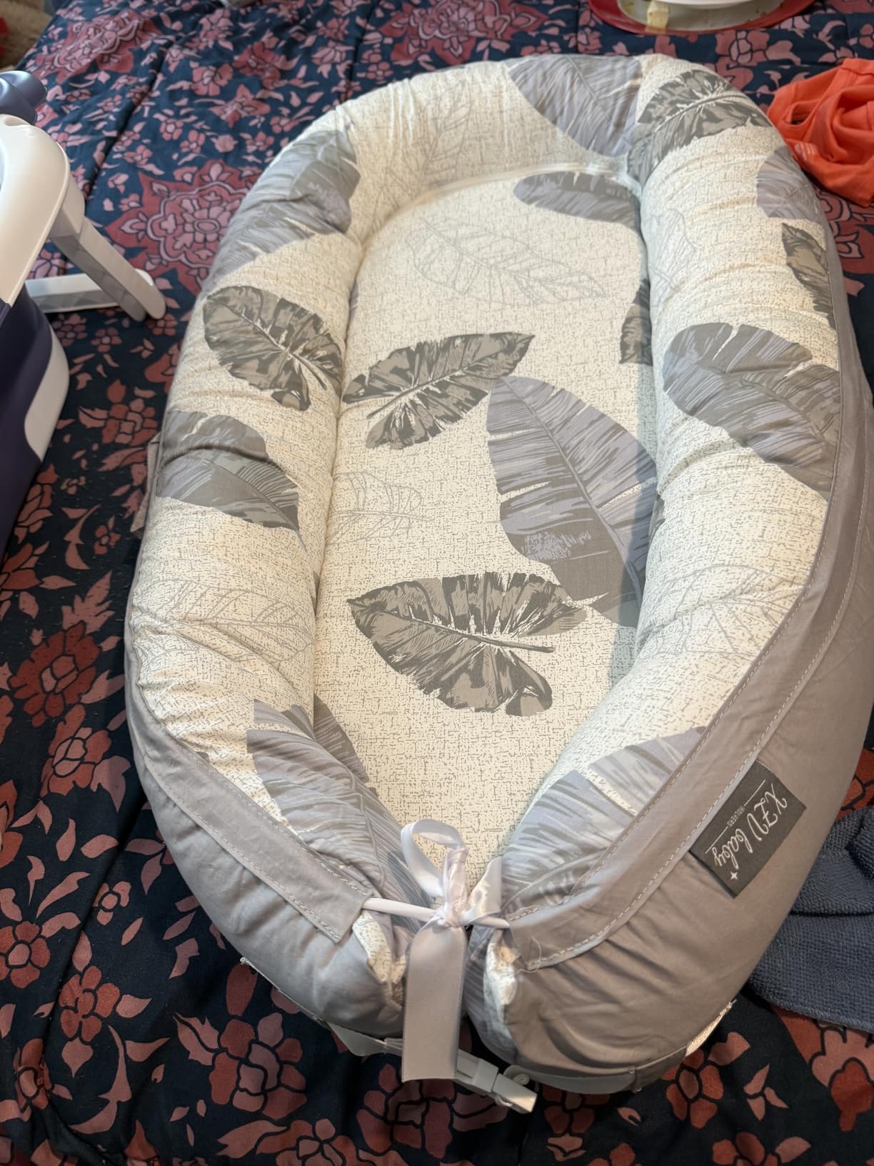Infant Support Cushions | Baby Lounger | Organic Cotton Infant Lounger | Reversible, Adjustable & Portable Floor Lounger | Supervised Use | Soft, Breathable, Washable Cover(Leaf) customer photo 1