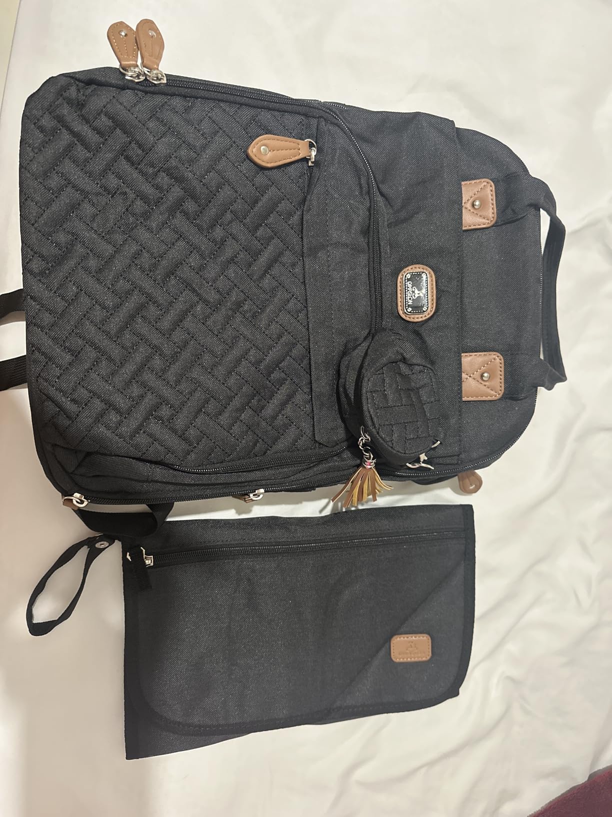 Dikaslon Leather Diaper Bag Backpack with Portable Changing Pad, Pacifier Case and Stroller Straps, Large Unisex Baby Bags for Boys Girls, Multipurpose Travel Back Pack for Moms Dads, Dark Brown customer photo 1