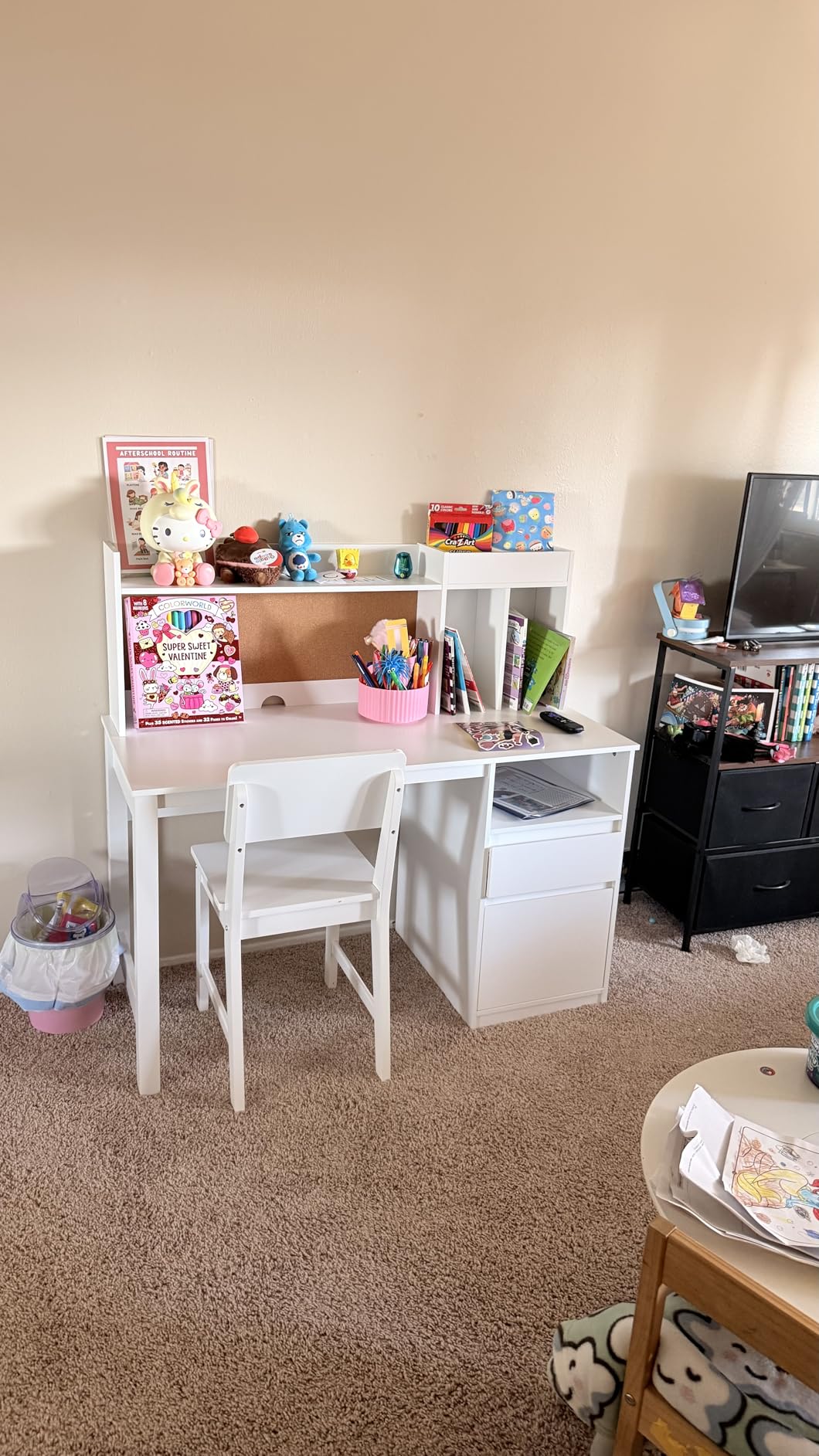 Spirich Kids Desk and Chair Sets, Kids Study Desk Set with Hutch and Storage, Children Wooden Study Table for 5-12 Years Old, Student Writing Table Computer Workstation customer photo 1