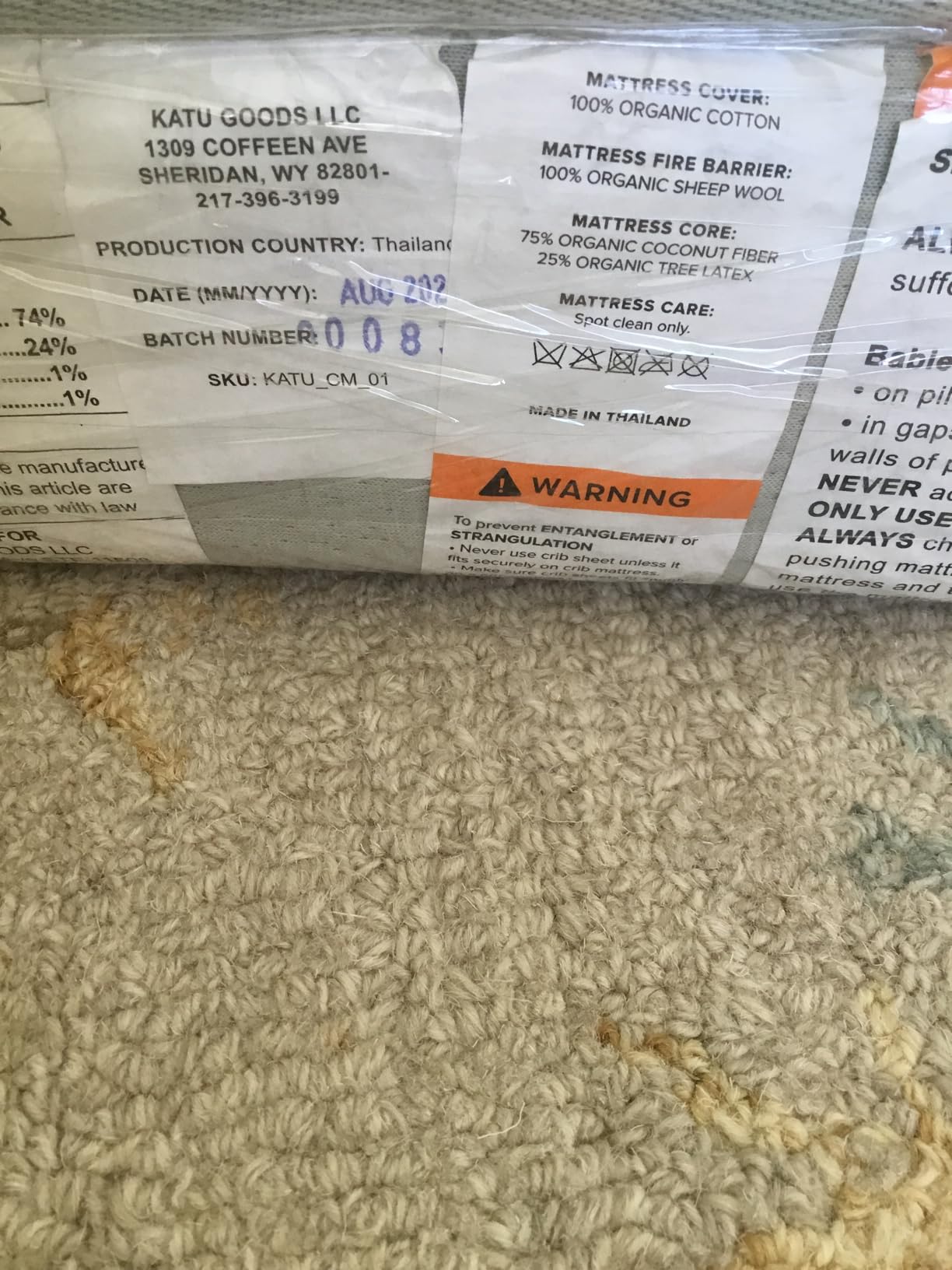 KATU 100% Organic Latex+Coconut 2-Stage Crib Mattress - GOTS GOLS Certified customer photo 2