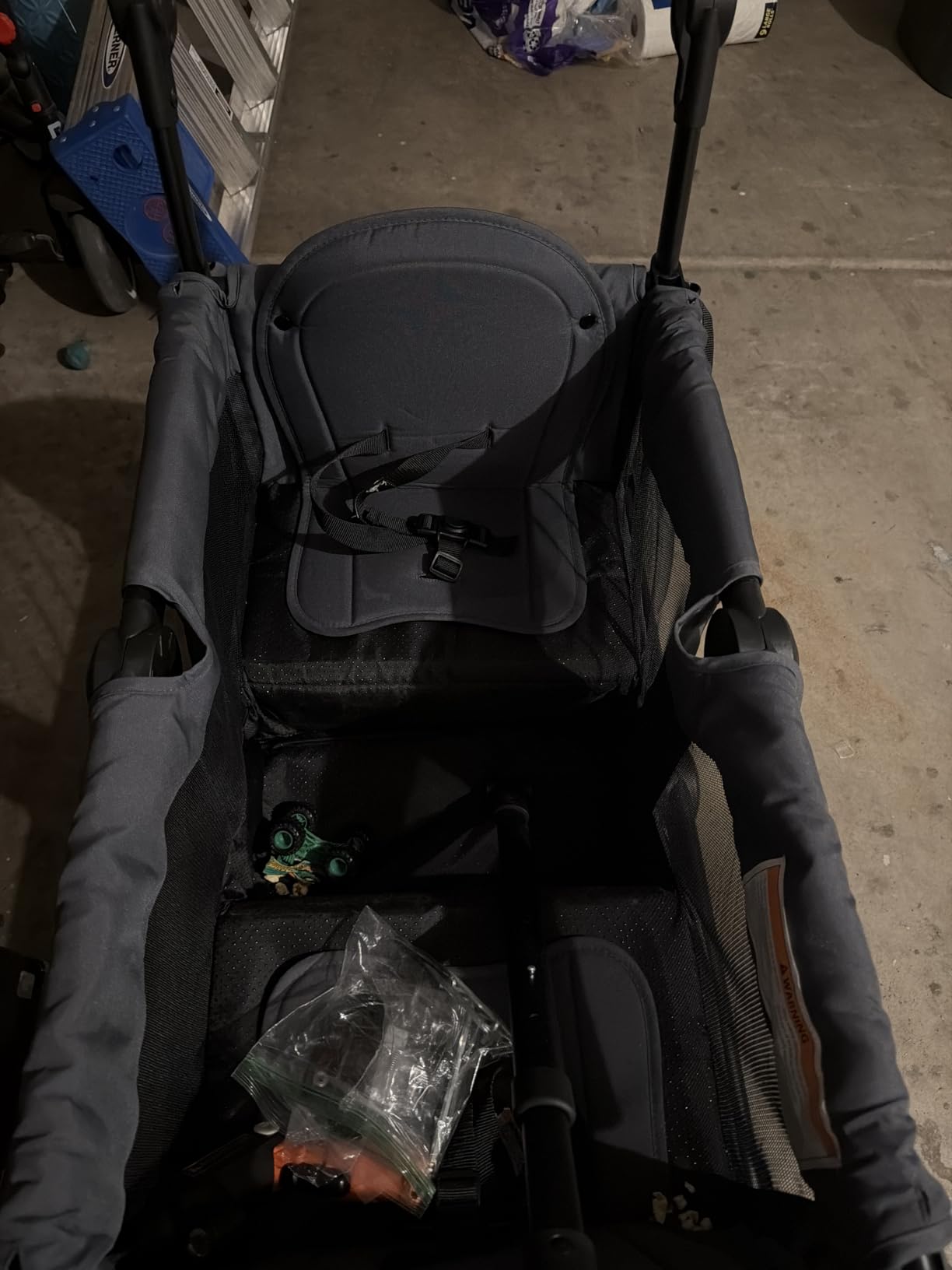 ELEMARA Foldable Wagon Stroller, Stroller Wagon for 2 Kids, Premium All Terrain Wagon for Kids with Removable Canopy, Adjustable Push/Pull Handle, Harnesses, Large Storage Bag, Black customer photo 2