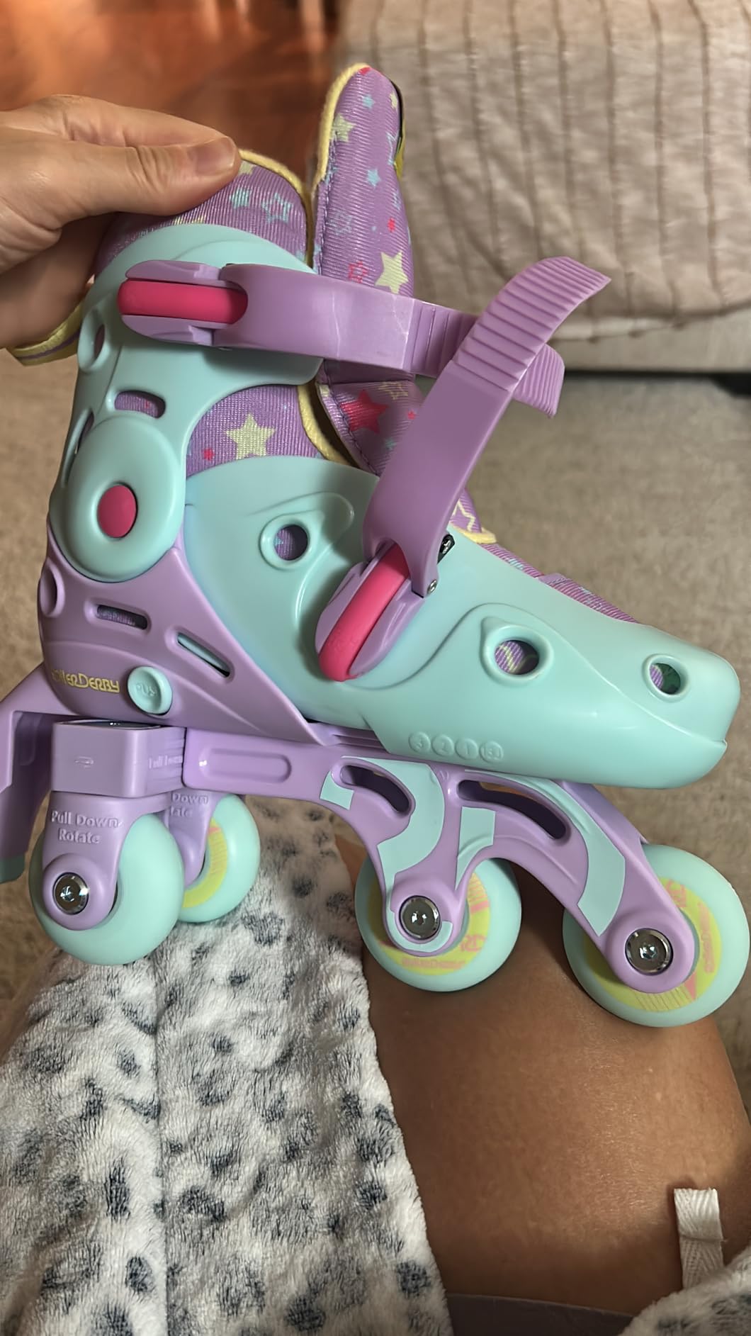 Roller Derby Switch Skates for Beginners, 2 in 1 Adjustable Skates Convert from Learn Mode to Inline Skates for Toddlers, Kids customer photo 2