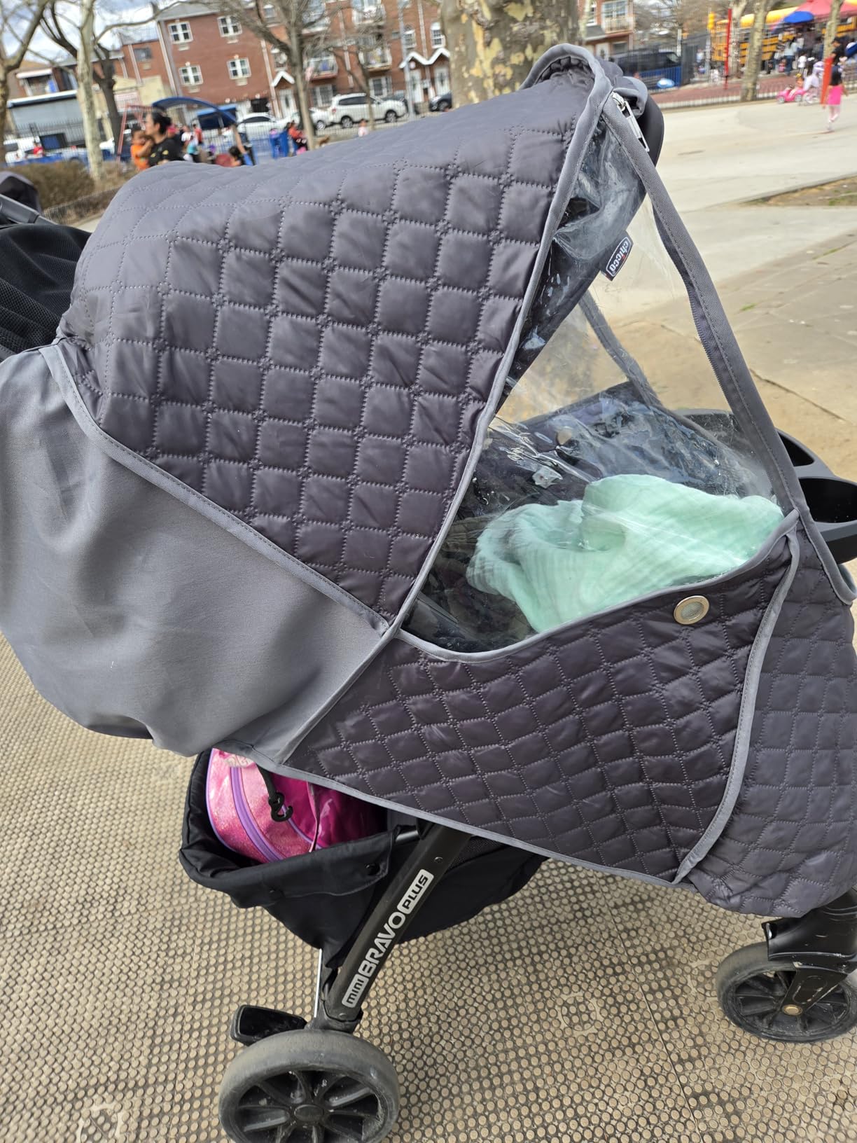 Bebamour Stroller Rain Cover, Universal Stroller Accessory, Waterproof, Windproof Protection, Protect from Dust Snow, Baby Travel Weather Shield (Dark Grey) customer photo 1