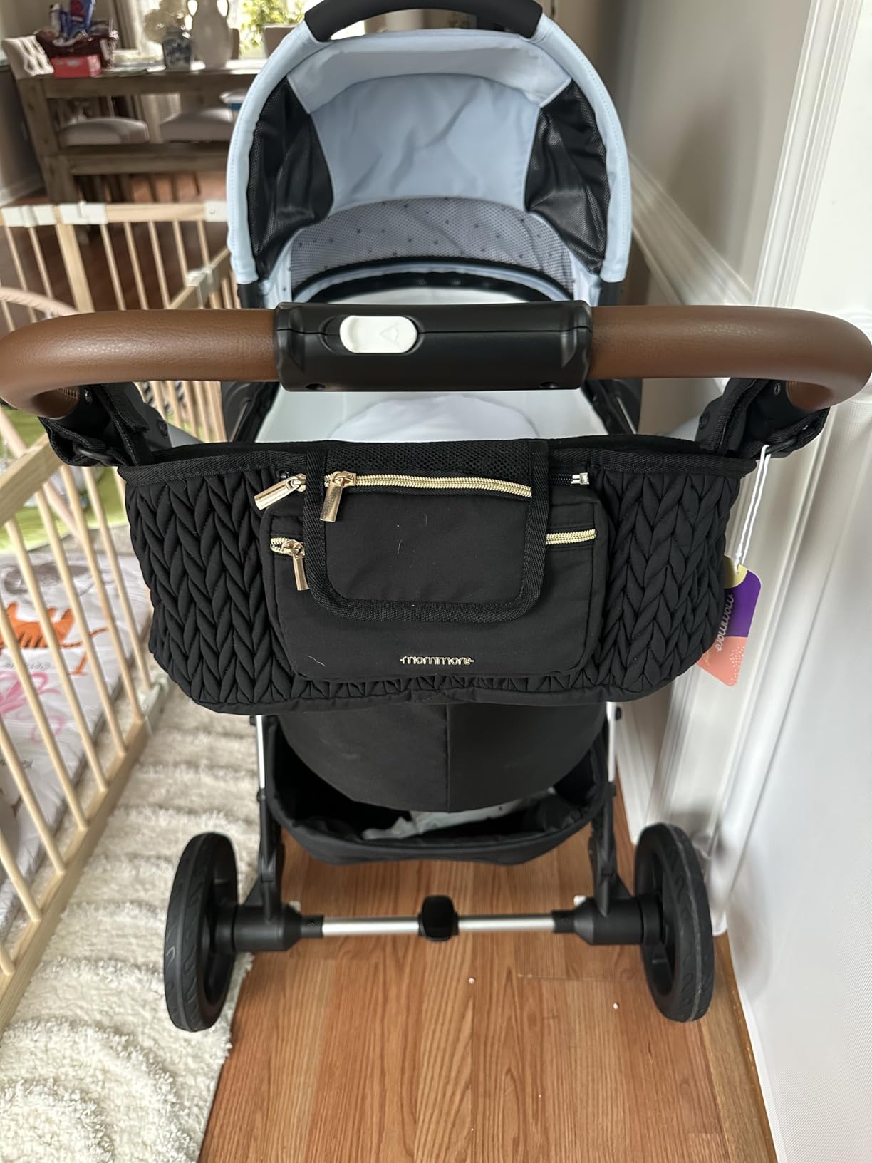 mommore Stroller Organizer with Insulated Cup Holders, Adjustable Stroller Caddy with Detachable Phone Bag, Stroller Accessories Fits for Uppababy, Doona, Jogger, Britax (Black) customer photo 1