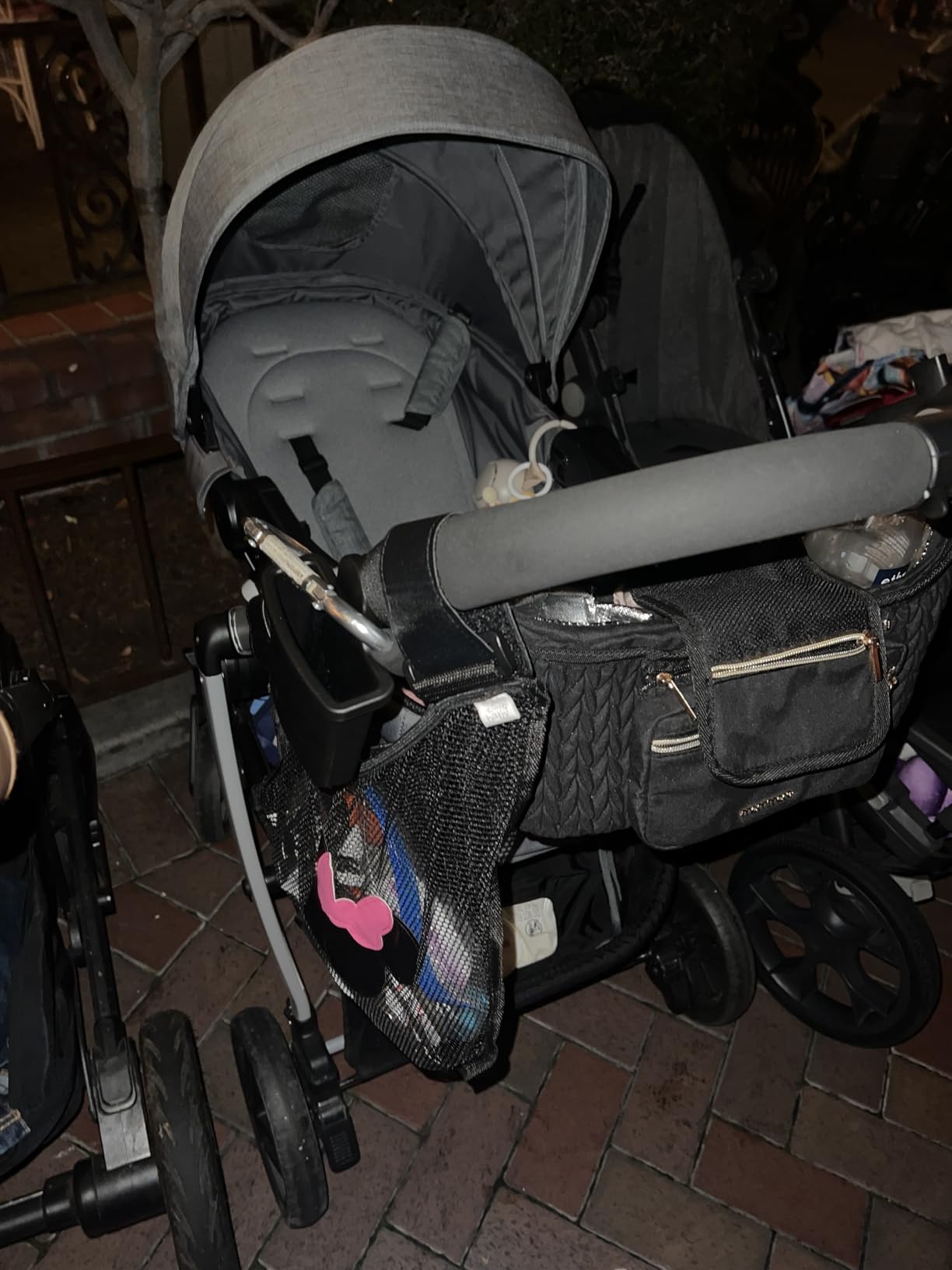 mommore Stroller Organizer with Insulated Cup Holders, Adjustable Stroller Caddy with Detachable Phone Bag, Stroller Accessories Fits for Uppababy, Doona, Jogger, Britax (Black) customer photo 2