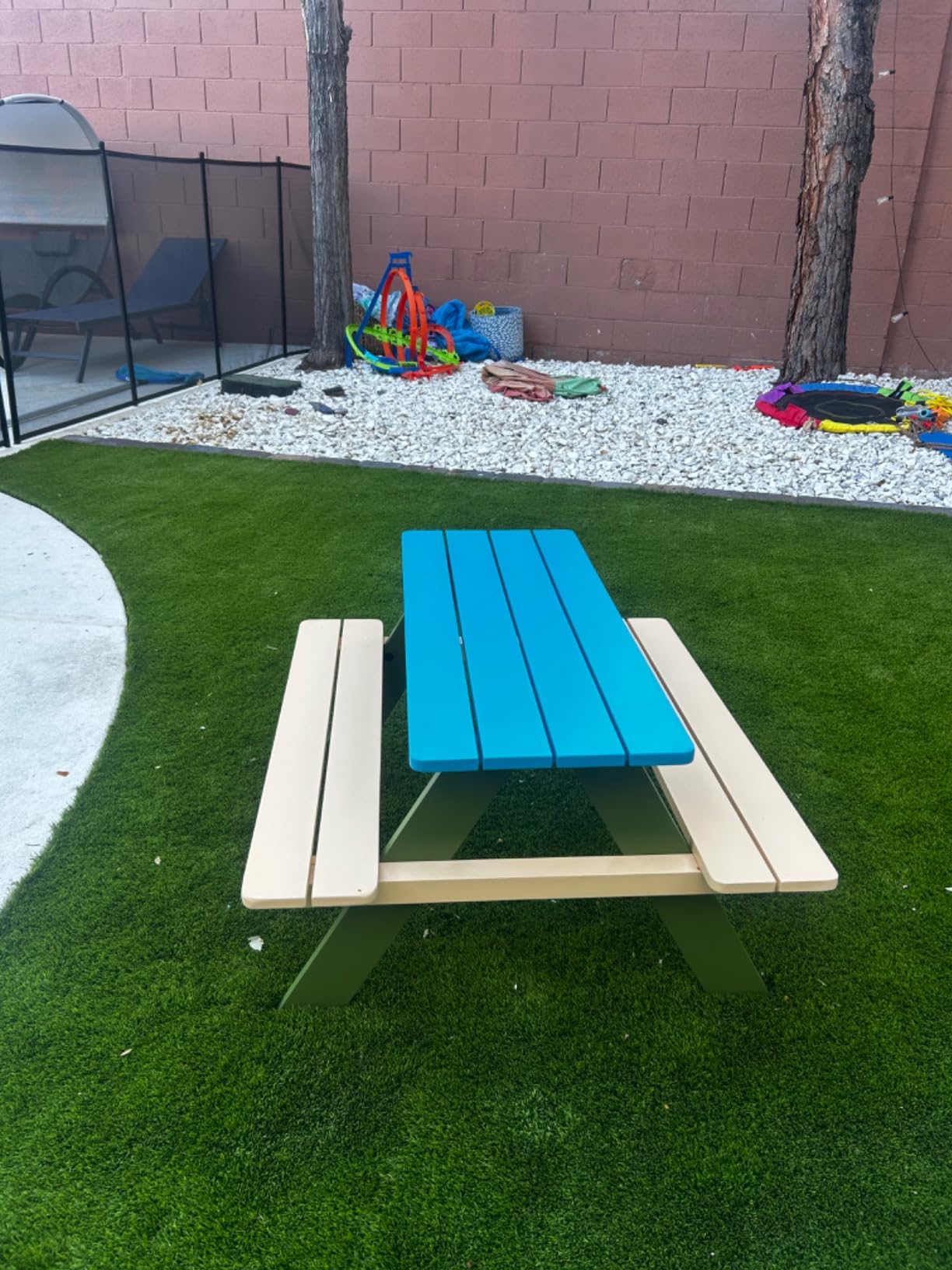 Costzon Kids Picnic Table, Acacia Wood Kids Outdoor Table with Benches, Toddler Patio Furniture Set for Backyard, Garden, Lawn, Gift for Boys Girls 3+ (Green) customer photo 1