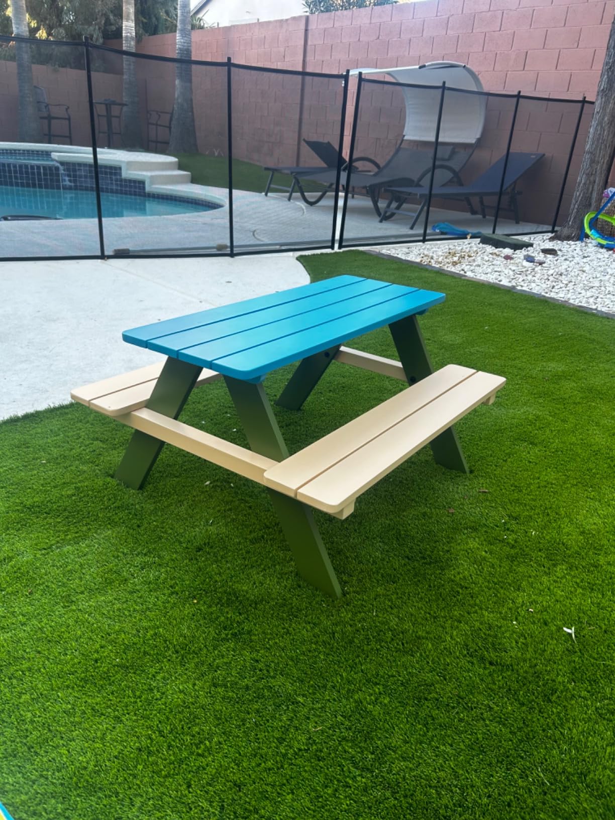Costzon Kids Picnic Table, Acacia Wood Kids Outdoor Table with Benches, Toddler Patio Furniture Set for Backyard, Garden, Lawn, Gift for Boys Girls 3+ (Green) customer photo 2