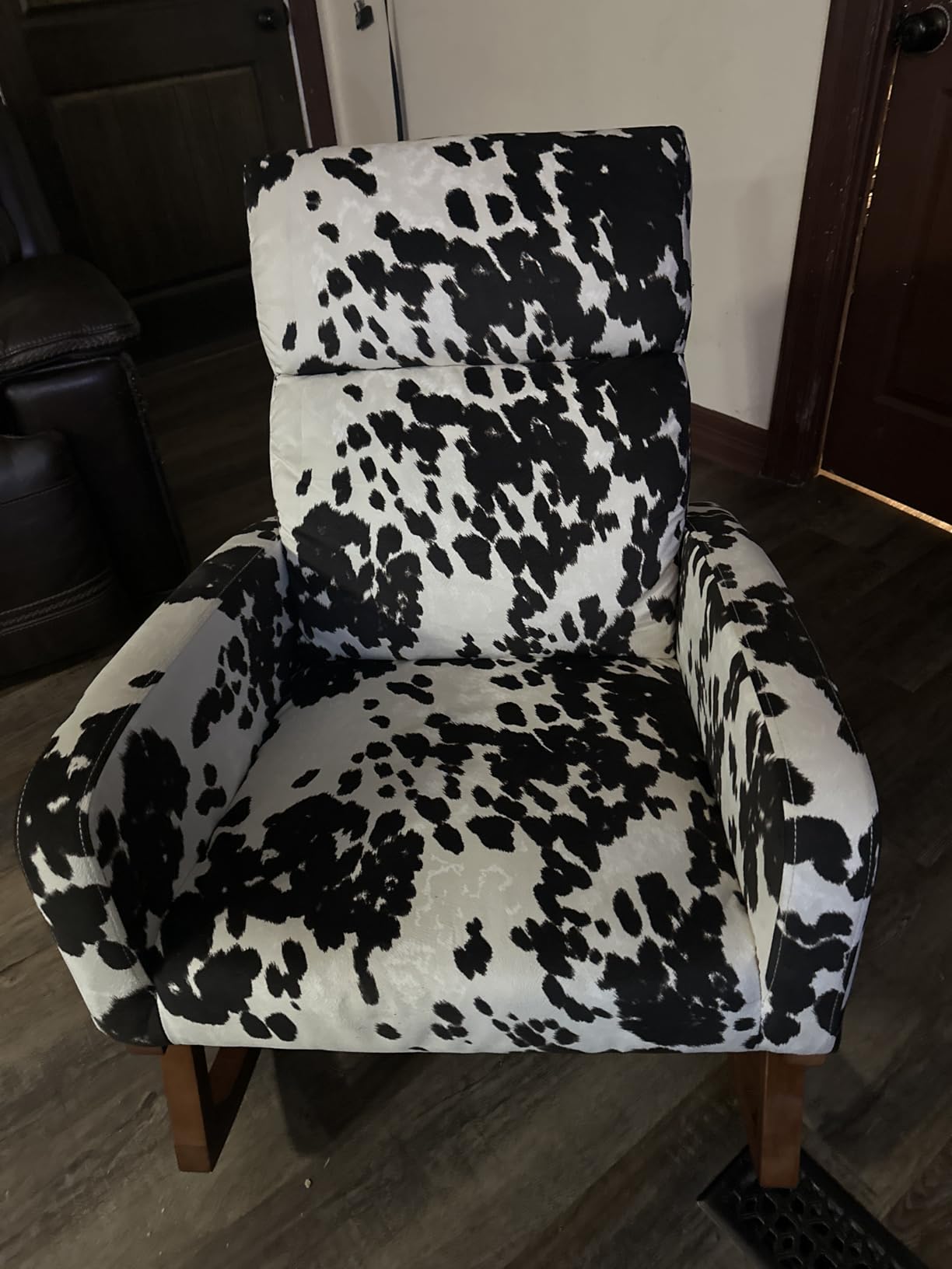 Rocking Chair Nursery, Uplostered Leather Rocker Nursing Chairs with Wood Legs and Side Pocket, Comfortable Glider Roking Chair for Nursery, Living Room, Bedroom, Teddy, Leather Brown customer photo 2