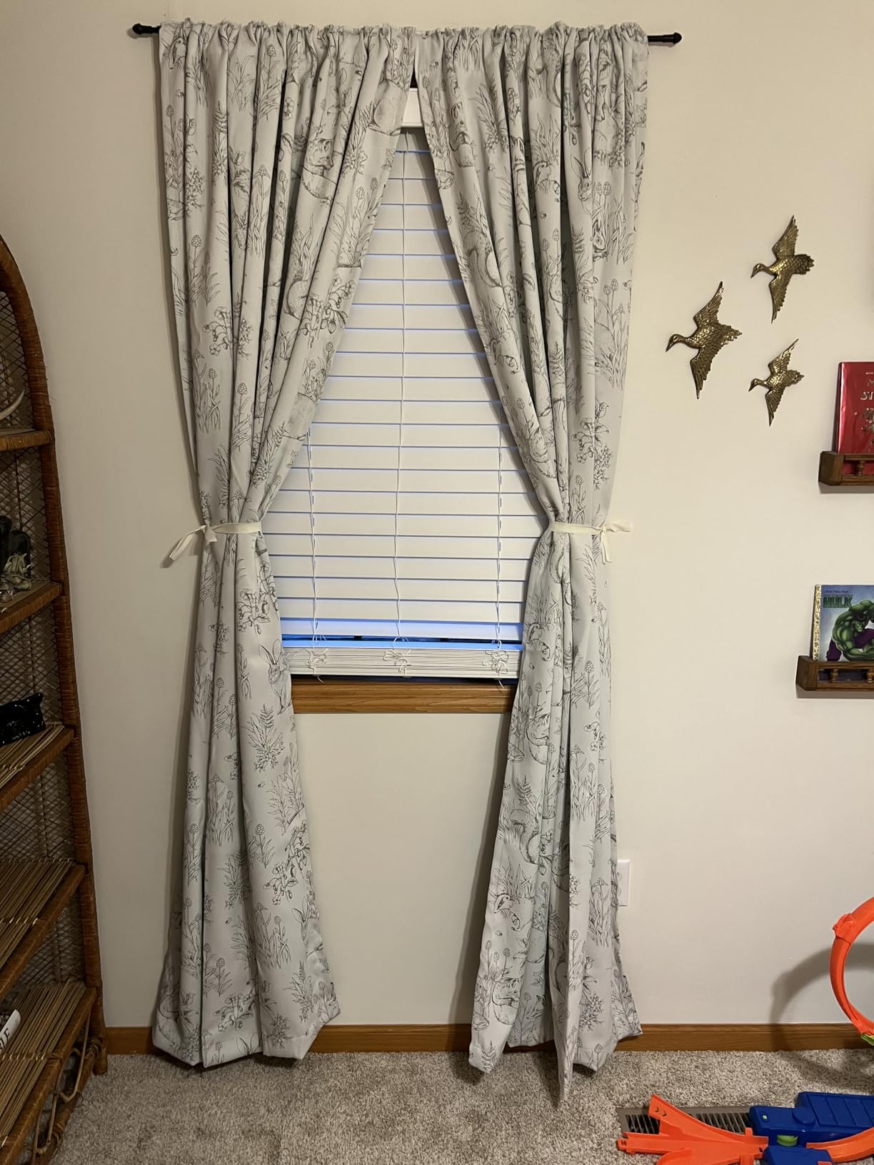 jinchan Woodland Blackout Curtains for Kids Bedroom Nursery Whimsical Cottagecore Bunny Botanical Room Darkening Drapes Green on Beige Farmhouse Nature-Inspired Decor 84 Inch Back Tab 2 Panels customer photo 1