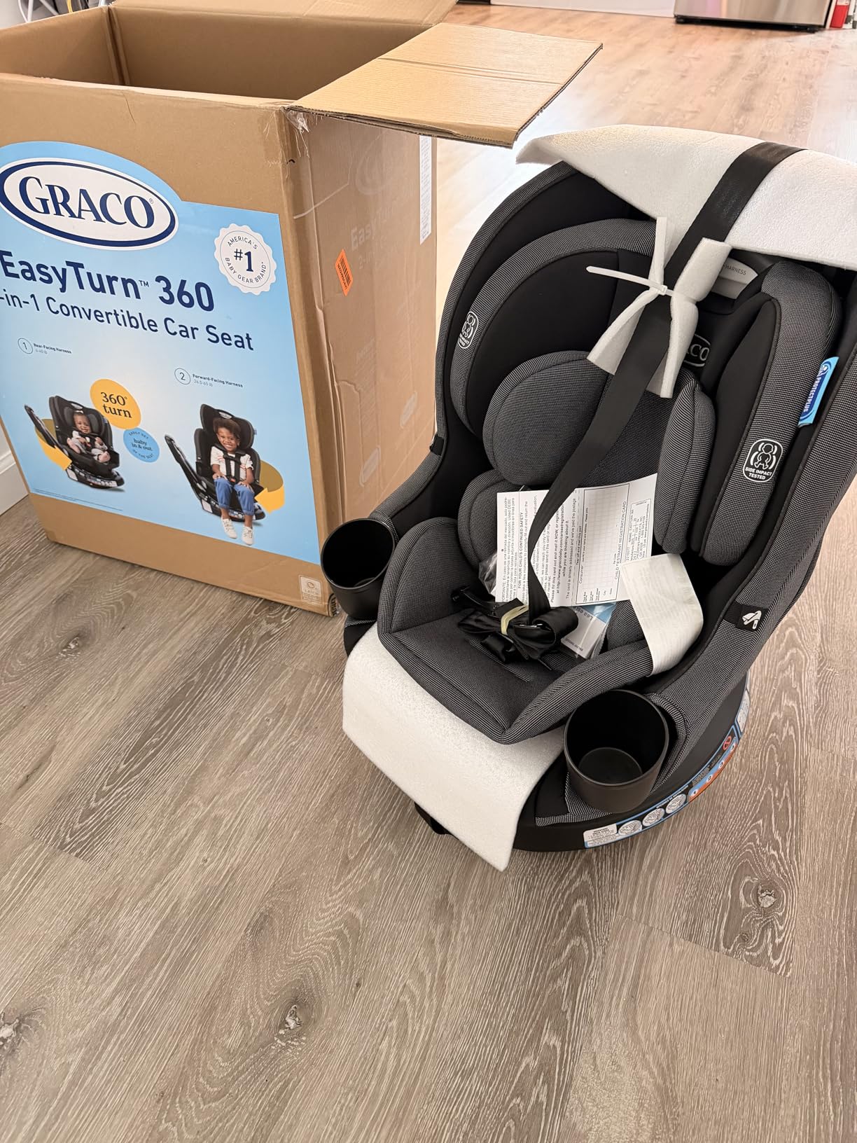 Graco EasyTurn 360 2-in-1 Rotating Convertible Car Seat, 360 Degree Rotating Infant to Toddler Rotating Car Seat, 2 Modes Rear and Forward Facing, Slim Design, Solae customer photo 1