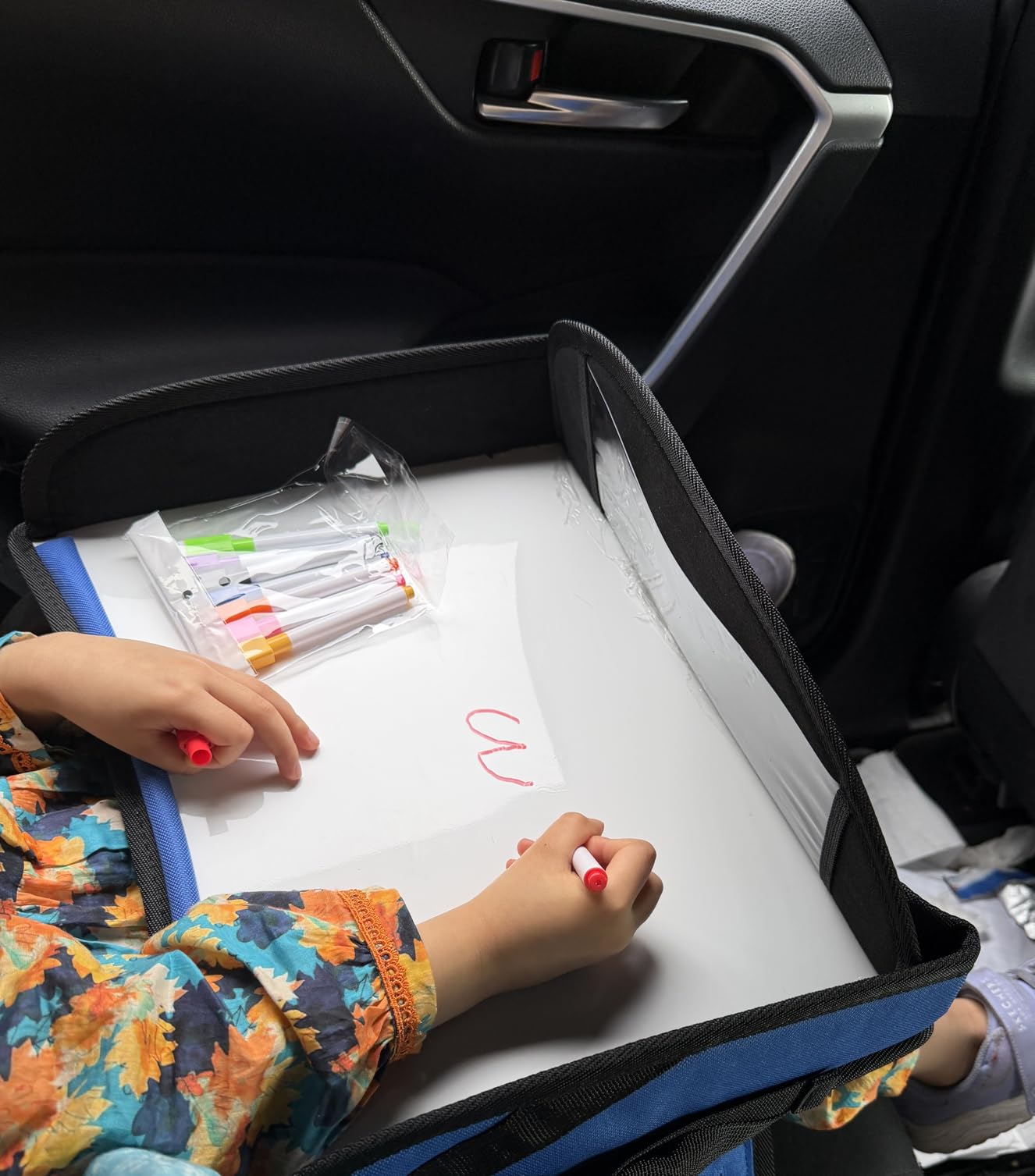 Kids Travel Tray, Kids Travel Trays for Car Seat, Road Trip Essentials for Toddler, Carseat Lap Tray with Dry Erase Board & Storage Organizer for Road Trip Activities for Kid, Black customer photo 1