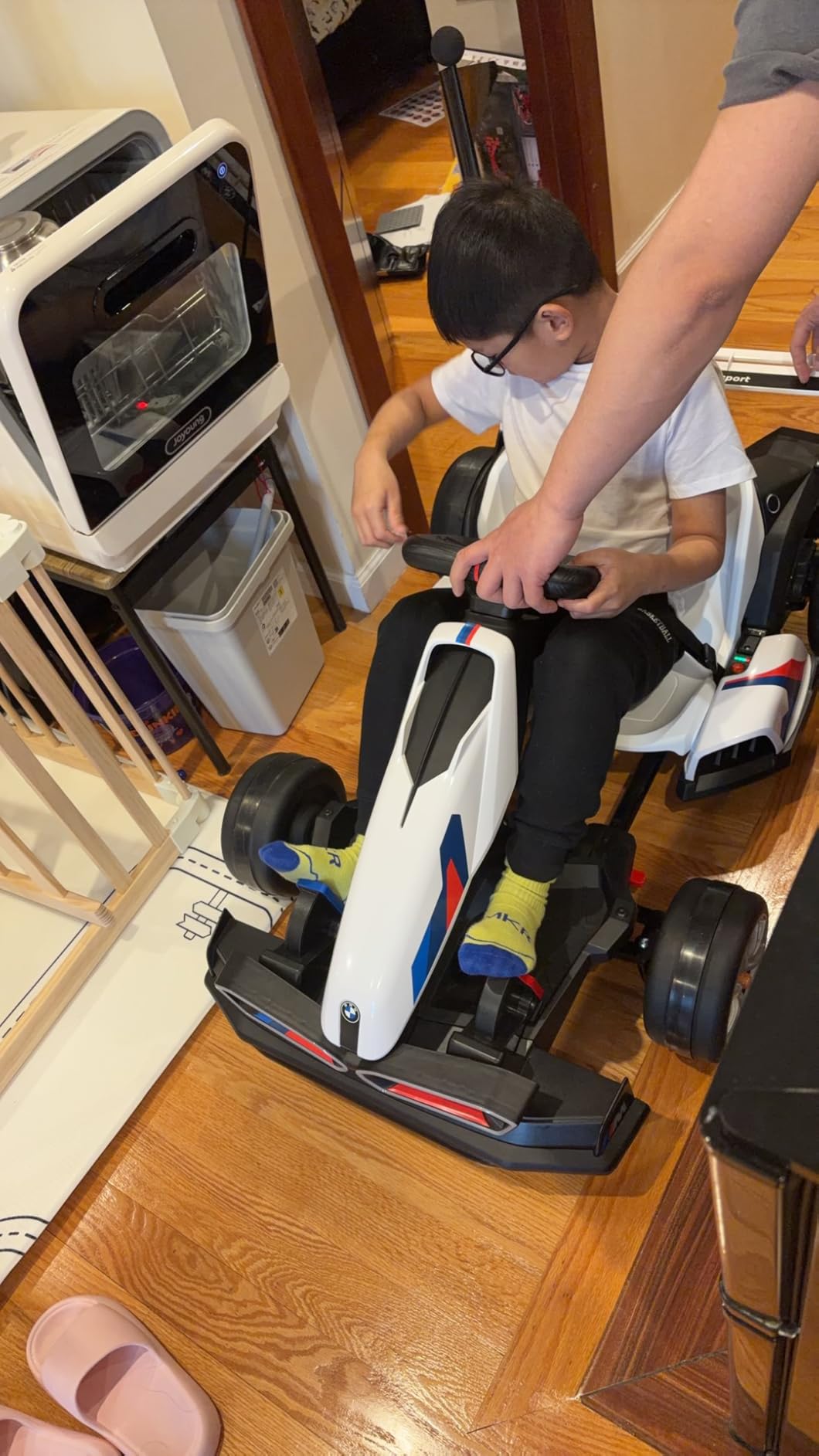 Wanan 24V Electric Go Kart with Adjustable Seat, Licensed BMW Drift Kart with Dual Motors, Crazy Go Cart for Kids Ages 6-12, LED Lights, Drift Mode and 2 Speed (White) customer photo 1