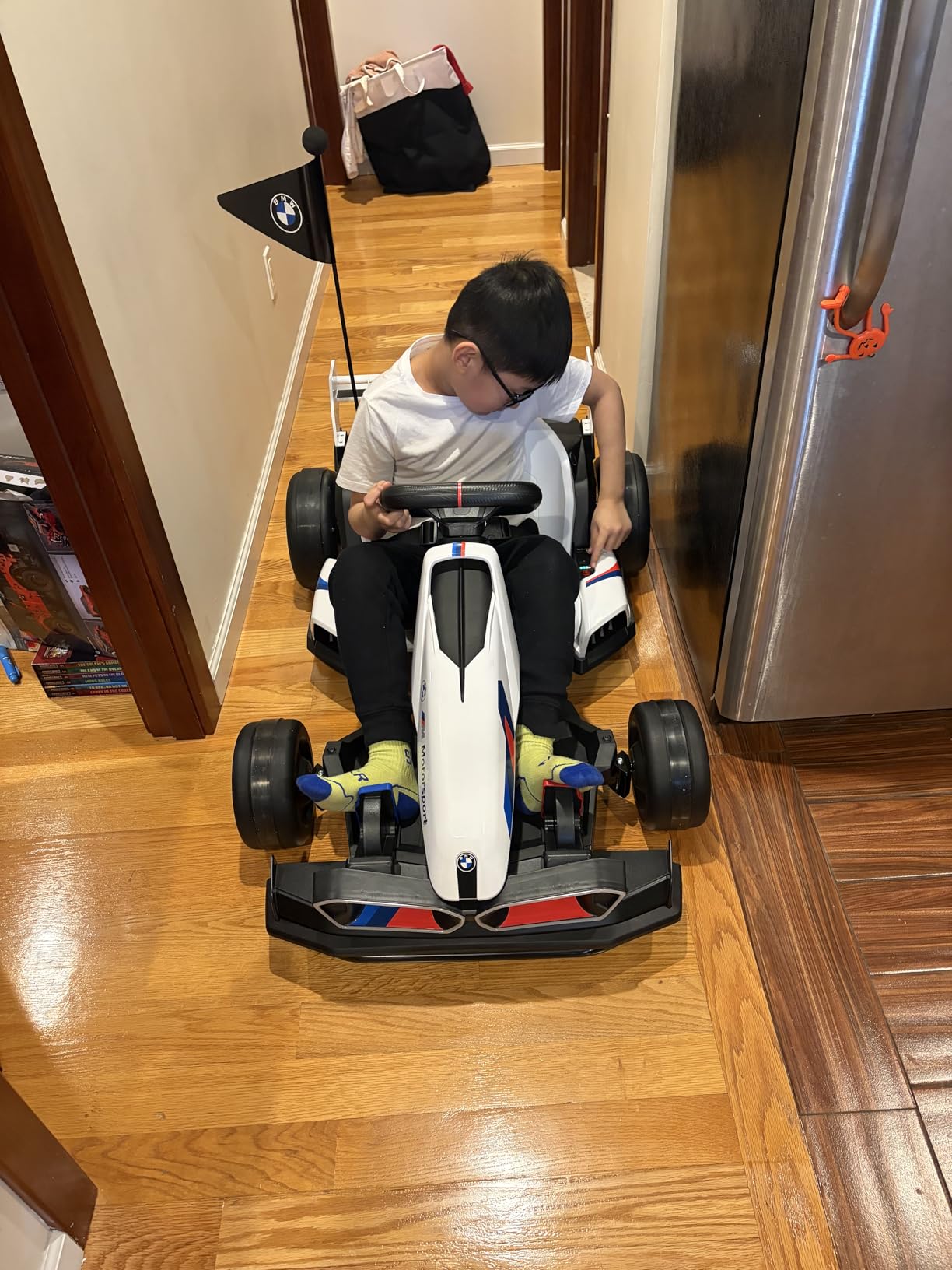 Wanan 24V Electric Go Kart with Adjustable Seat, Licensed BMW Drift Kart with Dual Motors, Crazy Go Cart for Kids Ages 6-12, LED Lights, Drift Mode and 2 Speed (White) customer photo 2