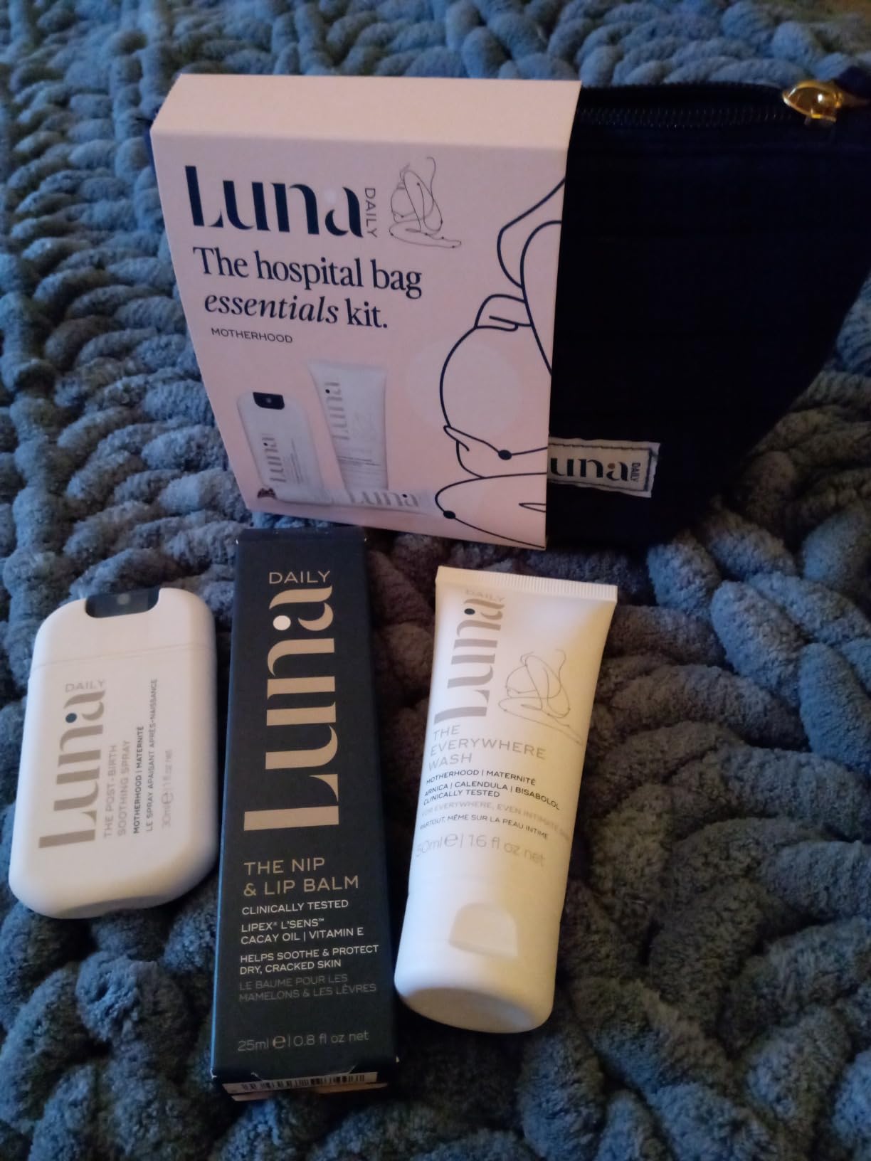 Luna Daily Hospital Bag Essentials Kit, Pregnancy & Postpartum Care | Travel-Size Feminine Wash, Perineal Spray & Nipple Balm | pH-Balanced, Soothing & Hydrating Intimate Skincare for New Moms customer photo 1