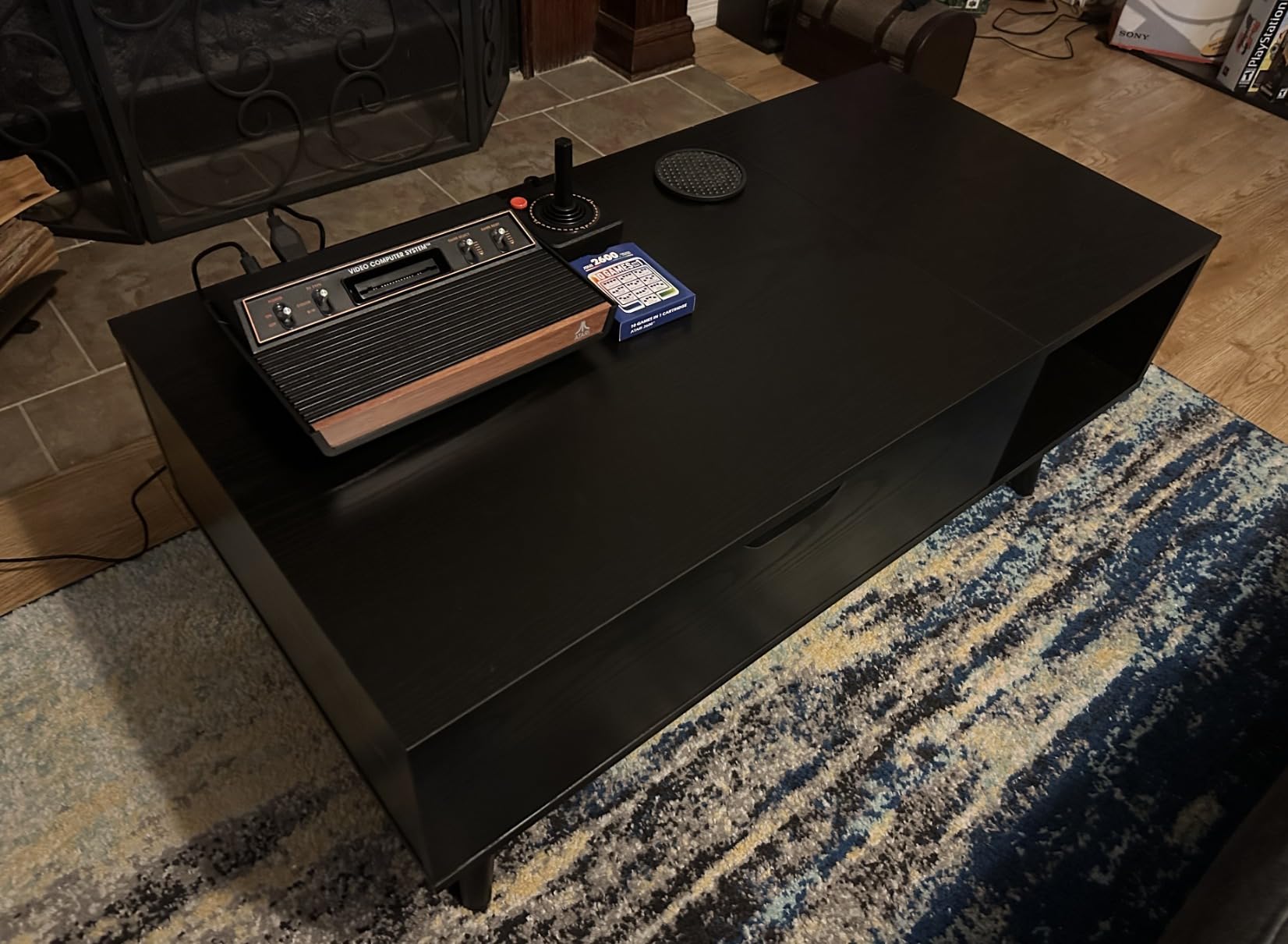 OLIXIS Wood Lift Top Coffee Table with Hidden Compartment and Large Storage Shelf, Lift Tabletop Dining Center Table for Home Living Room Office, Black customer photo 2