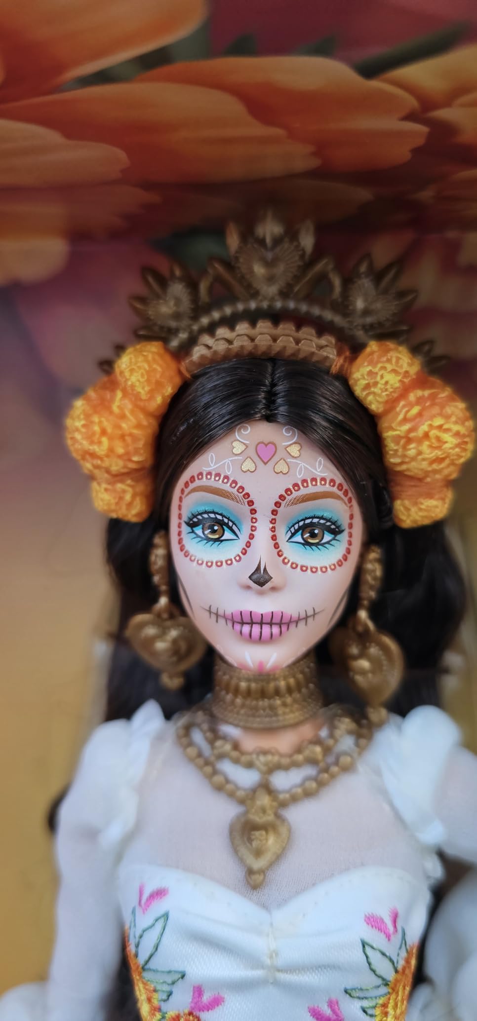 Barbie Signature Doll, Dia De Muertos 2025 Collectible in Ruffled Cream Gown Trimmed with Marigolds and Ribbon, Flower Crown and Calavera Face Paint customer photo 1