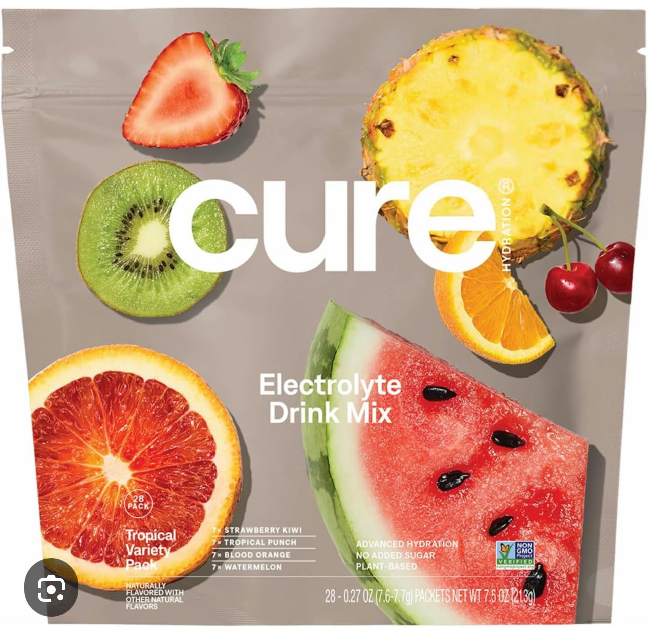 Cure Hydration | Plant-Based Electrolyte Drink Mix | No Added Sugar | FSA-HSA | Dehydration Relief Powder Made with Coconut Water | Non-GMO | Vegan | 8 Packets - Tropical Variety Pack customer photo 1