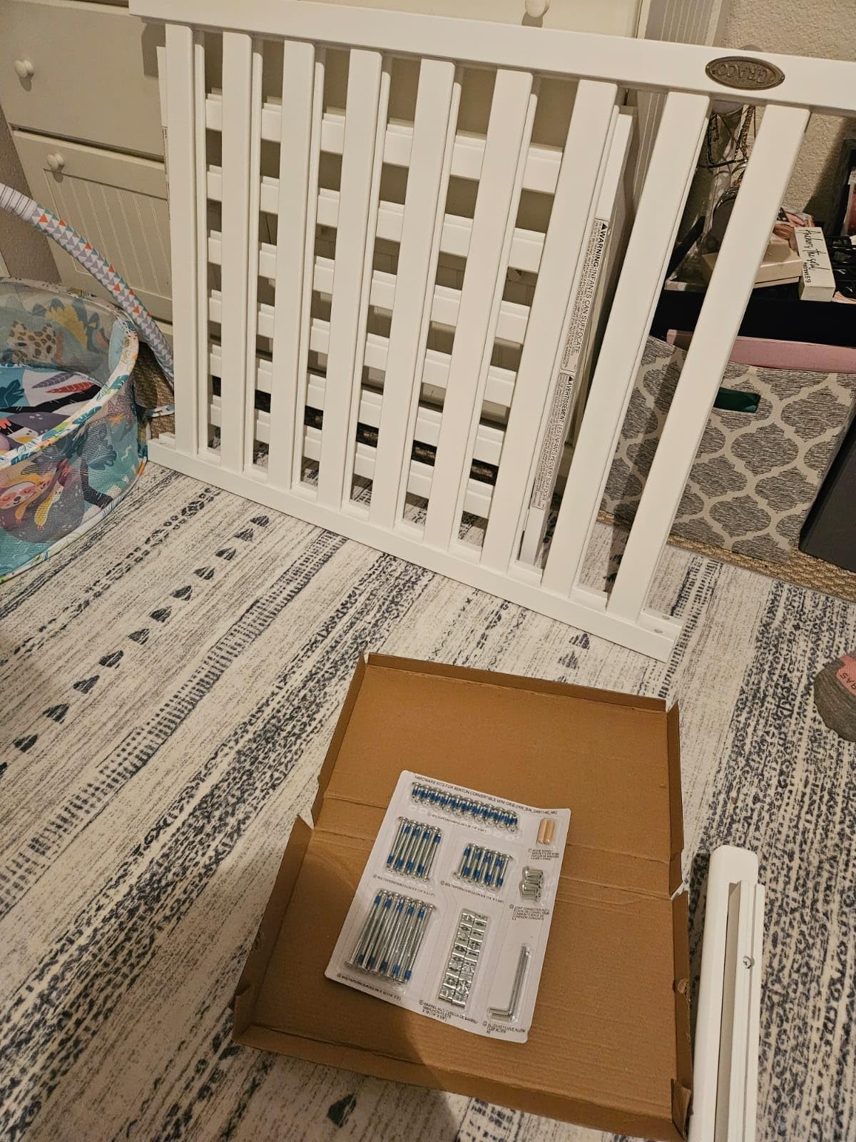 Graco Benton 4-in-1 Convertible Mini Crib with Bonus Crib Mattress - GREENGUARD Gold Certified, 2.75-Inch Mattress Included, Baby Crib Converts to Twin Bed (Pebble Gray) customer photo 2
