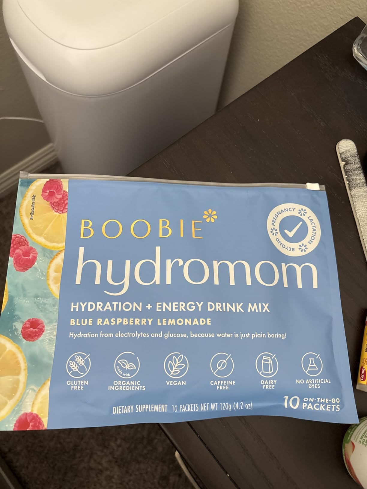 Boobie Hydromom Superfood Electrolyte Drink Mix, Blue Raspberry Lemonade | Refreshing Energy & Hydration Boost for Mamas | On-The-Go & Travel Essentials for Pregnancy, Lactation, & Beyond, 10 Packets customer photo 2