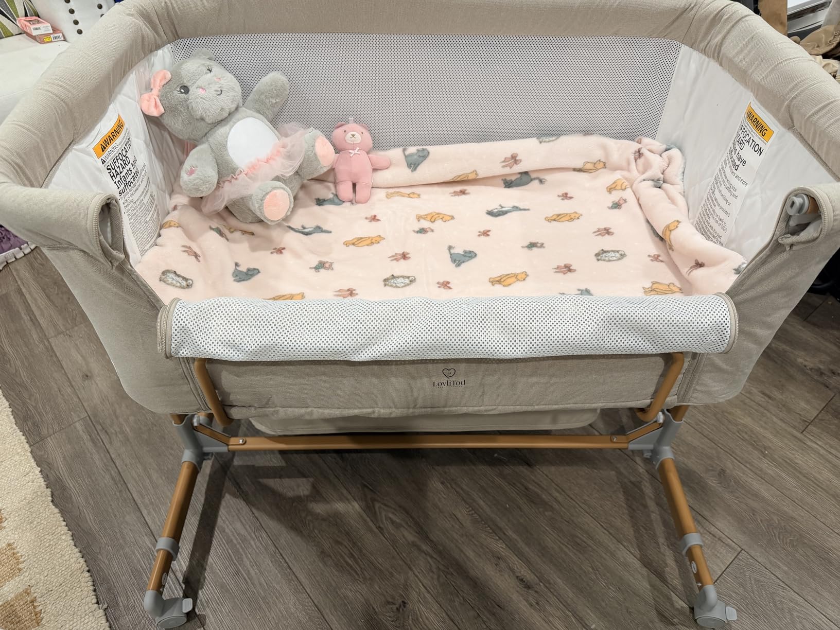 3 in 1 Baby Bassinet, Rocking Bassinet, Bedside Bassinet, 6-Height Adjustable, Bassinet Bedside Sleeper, Bedside Bassient for Baby with Comfy Mattress, Breathable Mesh, Large Storage Basket customer photo 1