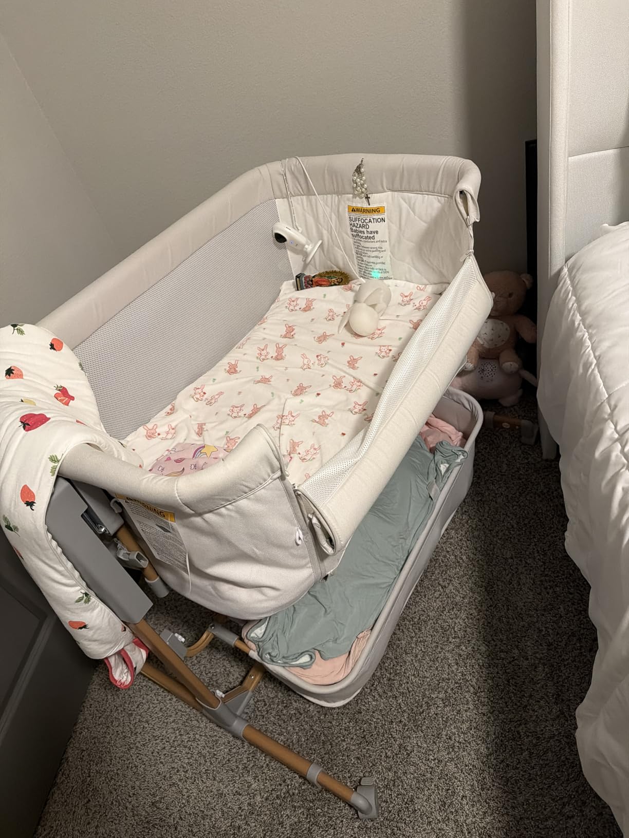 3 in 1 Baby Bassinet, Rocking Bassinet, Bedside Bassinet, 6-Height Adjustable, Bassinet Bedside Sleeper, Bedside Bassient for Baby with Comfy Mattress, Breathable Mesh, Large Storage Basket customer photo 2