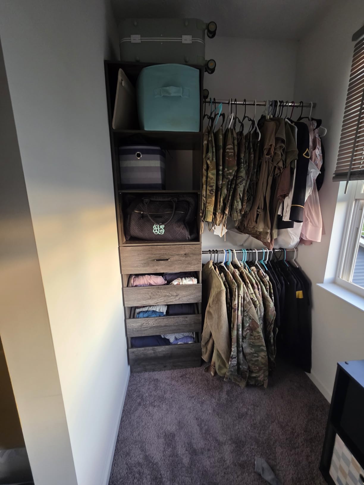 Aheaplus Closet System, 4-9Ft Closet Organizer with 4 Wooden Drawers, Wood Closet Organizer System with Tower, Walk-in Closet Organizer Wardrobe Clothes Rack with 4 Hanging Rods, Garment Rack, White customer photo 2