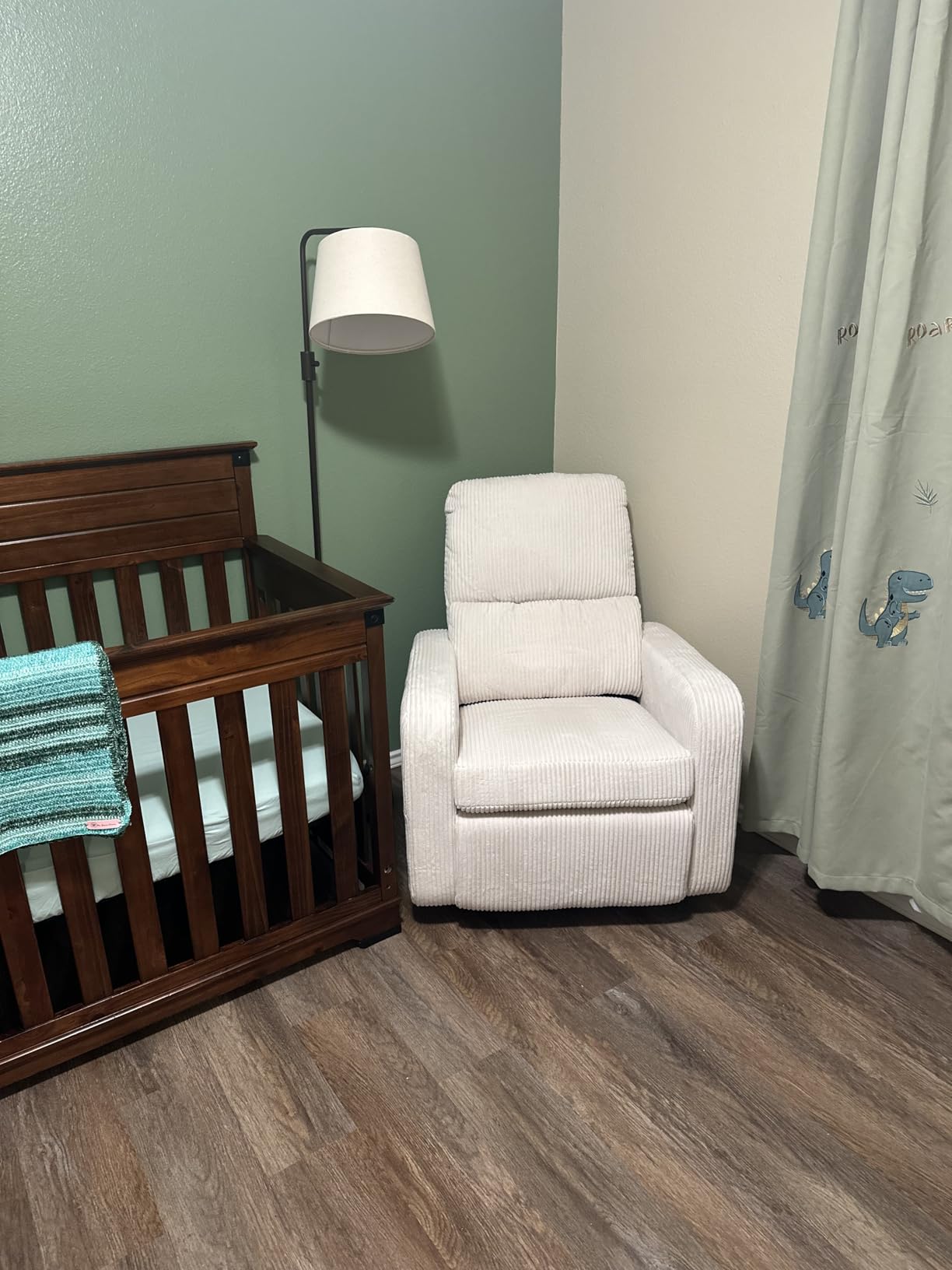 Swivel Rocker Recliner, Oversized Boucle Glider Recliner Nursery, Manual Swivel Rocking Reclining Chairs with Removable Cushion and Lumbar Support for Nursery Living Room Bedroom, Teddy White customer photo 2