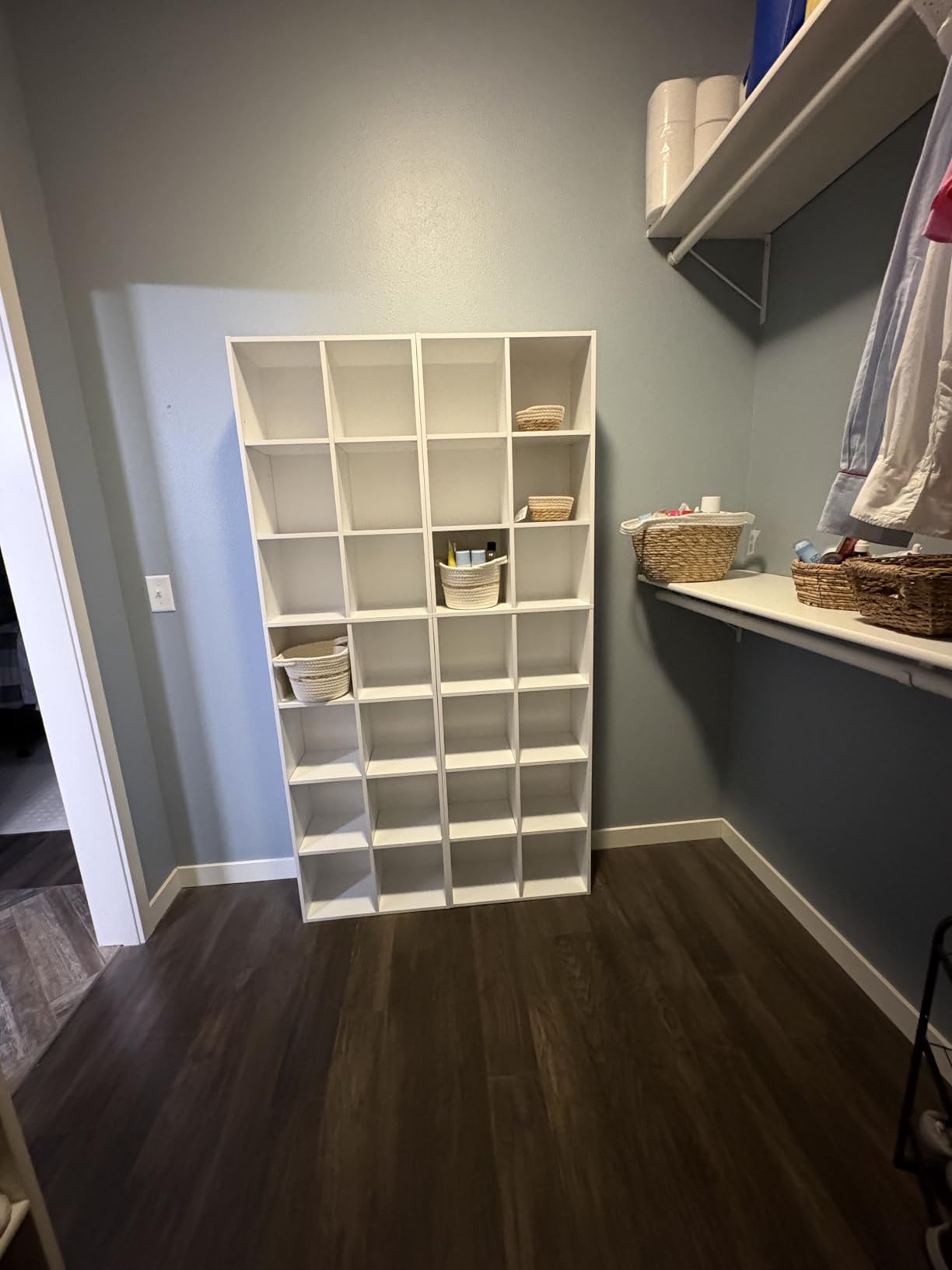 FOTOSOK 71'' Tall Bookshelf with 14 Cubes, 7 Tier Double Wide Wood Bookshelf with 6 Adjustable Shelves, 19.6