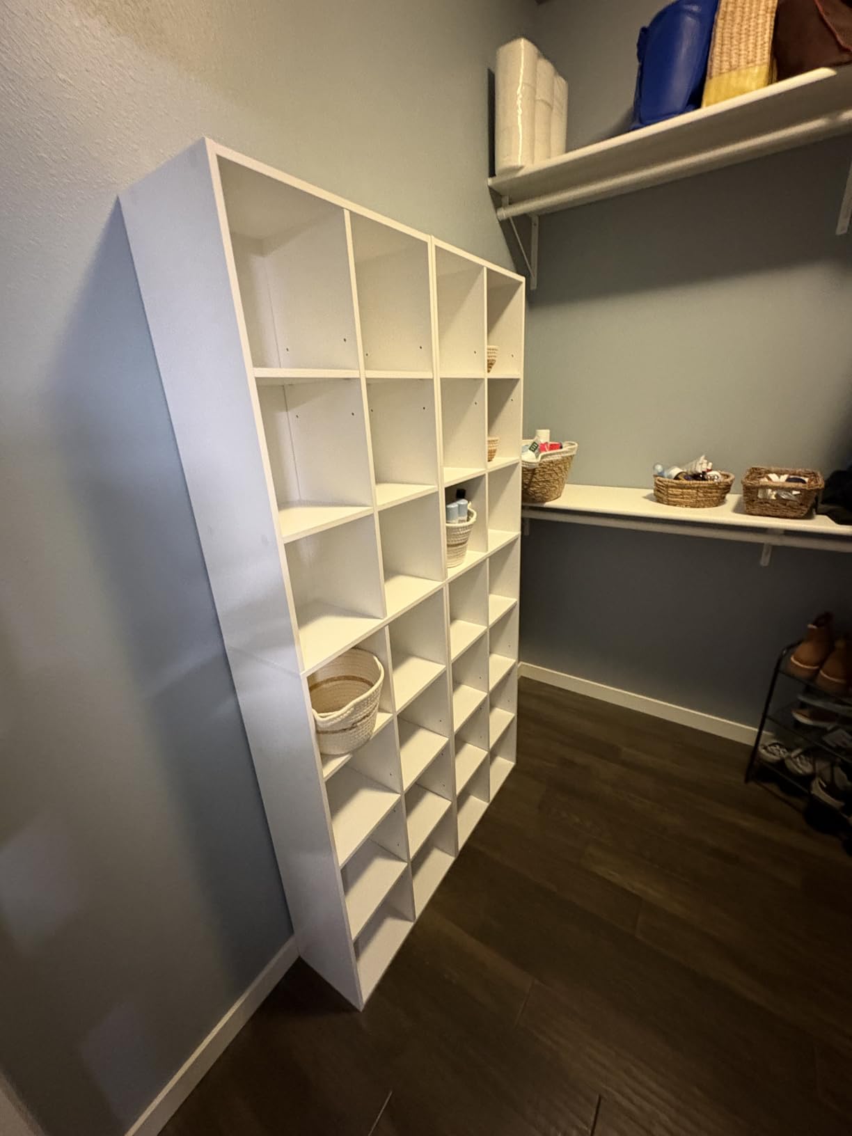 FOTOSOK 71'' Tall Bookshelf with 14 Cubes, 7 Tier Double Wide Wood Bookshelf with 6 Adjustable Shelves, 19.6