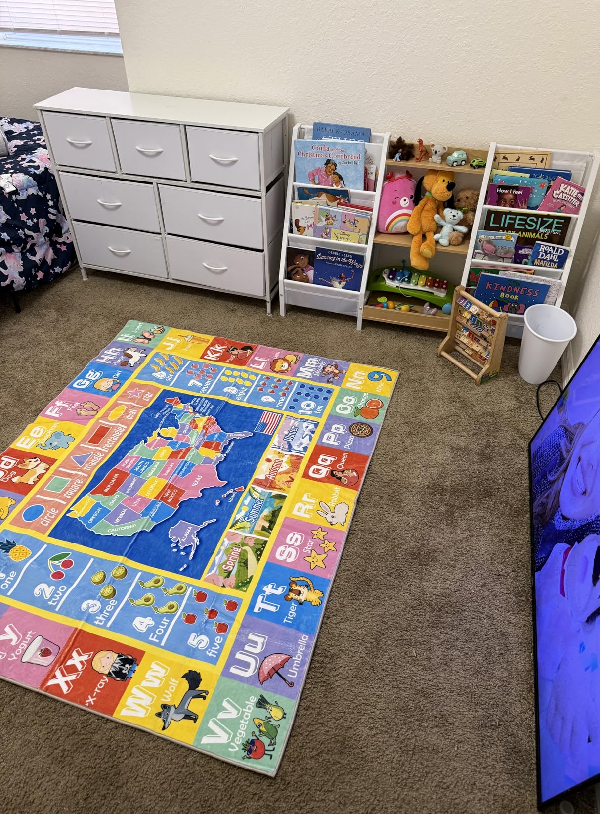 Kids Rugs for Playroom - Soft & Non-Slip 8x10 Feet Educational Rug for Learning ABC Alphabet, Numbers, Shapes & Map, Washable Classroom Rug for Toddler Nursery & Kids Room Decor customer photo 1