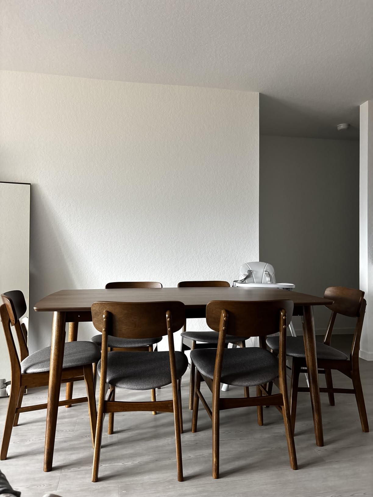 Best Choice Products 7-Piece Wooden Dining Room Table Set, Mid-Century Modern, Kitchen Table w/ 6 Chairs, Upholstered Cushions, Curved Backrests, Rounded Table Corners - Walnut/Cream customer photo 2