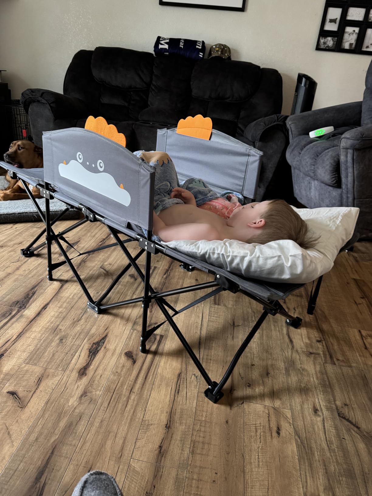 Suteck Kids Camping Cot, Comfortable Toddler Cot Bed Easy to Store and Use, Portable Sleeping Cot with Guardrail, Lightweight Bed for Outdoor Indoor Home customer photo 1