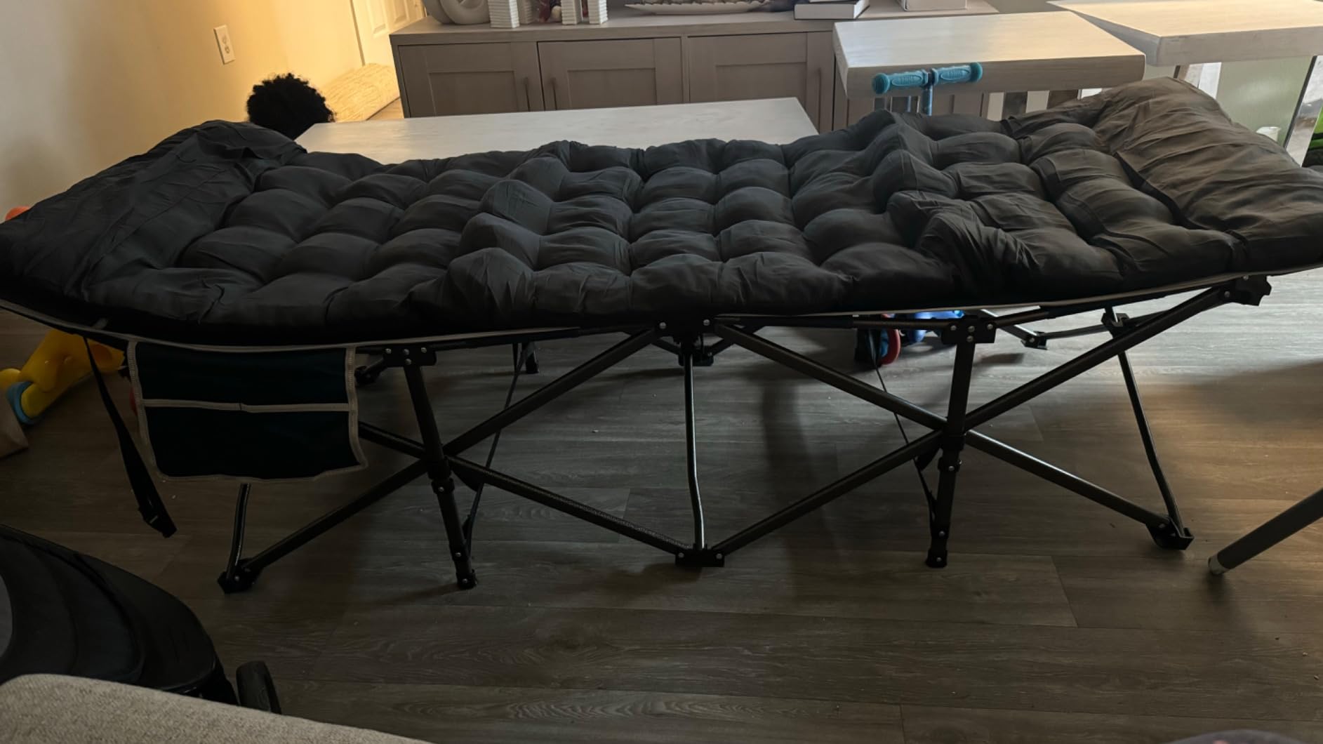 Suteck Kids Camping Cot, Comfortable Toddler Cot Bed Easy to Store and Use, Portable Sleeping Cot with Guardrail, Lightweight Bed for Outdoor Indoor Home customer photo 2