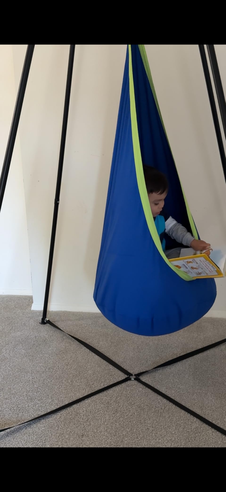 Swing Stand Frame with Sensory Pod Swings and Chair, Sensory Swing Set, X-Shaped Swing Frame, Heavy-Duty Metal Hammock Chair Stand for Adults Indoor and Outdoor 330LBS(Blue) customer photo 1