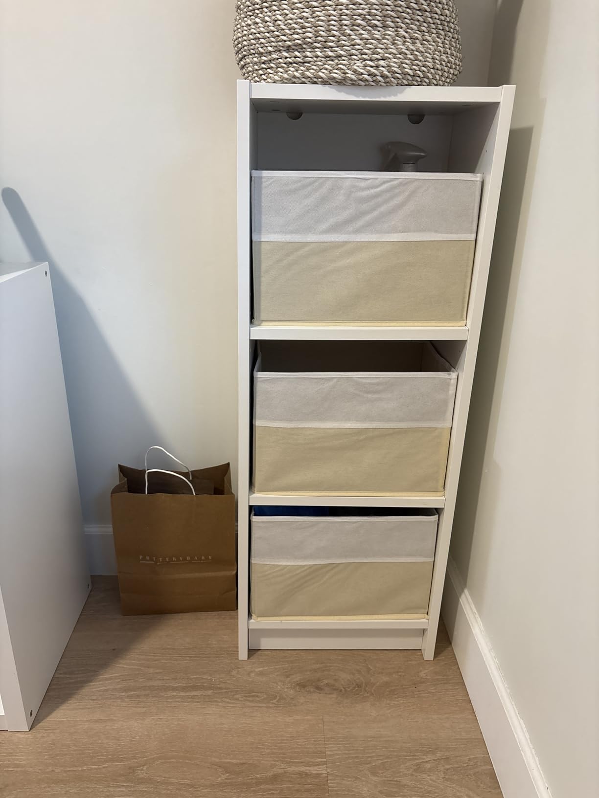 Large Shelf Storage Bins [4 Pack], Decorative Collapsible Storage Basket, Fabric Closet Organizer and Home Storage Cubes with Handles for Organizing Books, Clothes, Toys, Nursery (Grey) customer photo 1