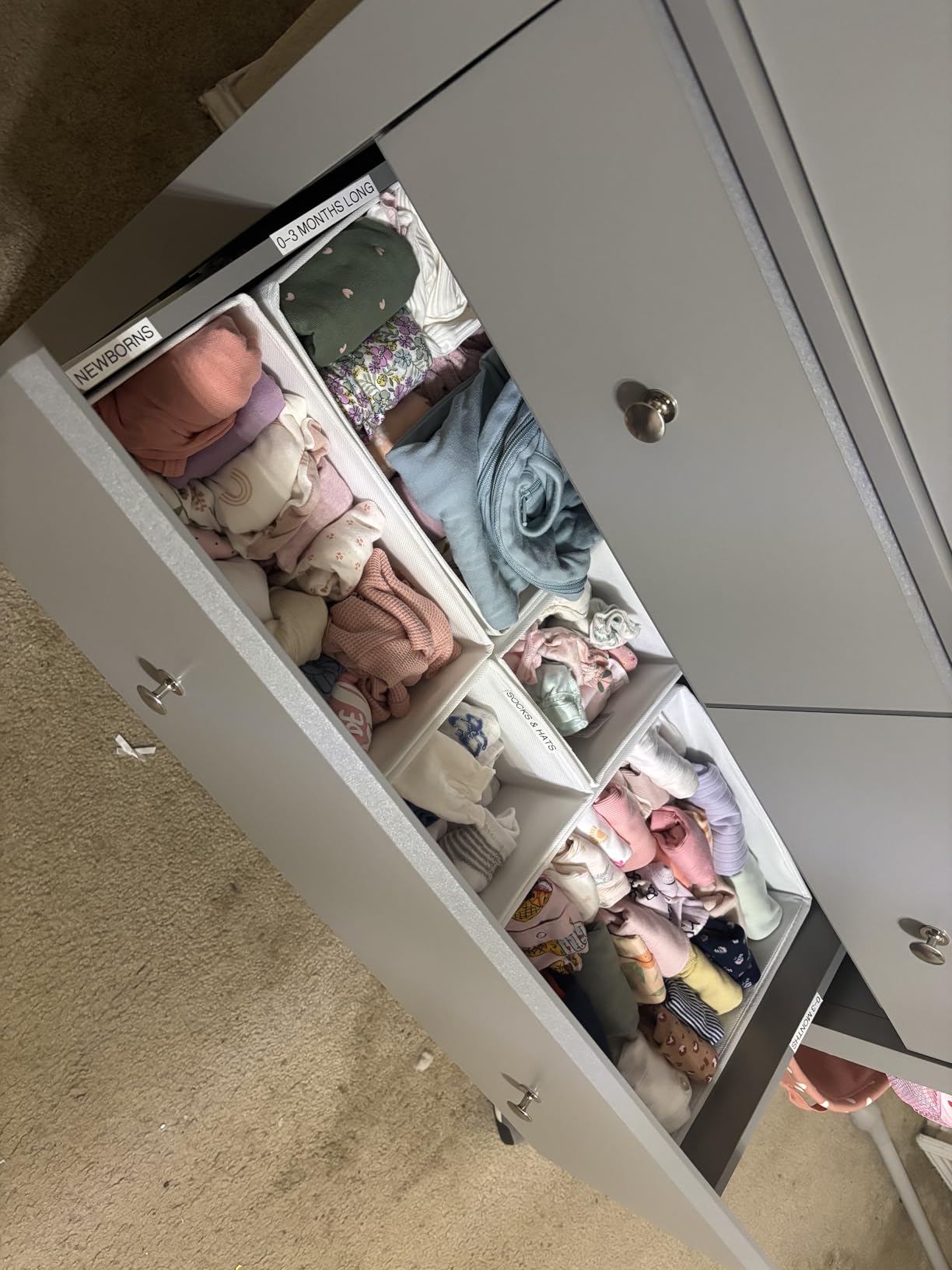 Large Shelf Storage Bins [4 Pack], Decorative Collapsible Storage Basket, Fabric Closet Organizer and Home Storage Cubes with Handles for Organizing Books, Clothes, Toys, Nursery (Grey) customer photo 2