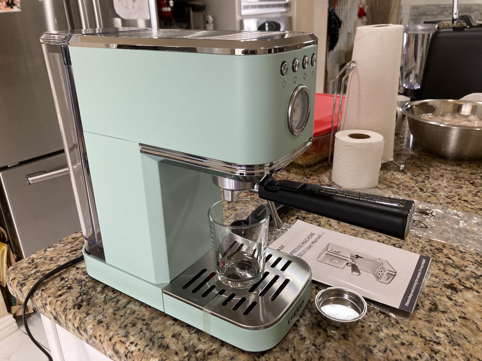 CHULUX Slim Espresso Machine with Milk Frother, 20 Bar Professional Italian Pump Espresso Coffee Machine for Home Cappuccino & Latte Maker, Stainless Steel, Creamy customer photo 1